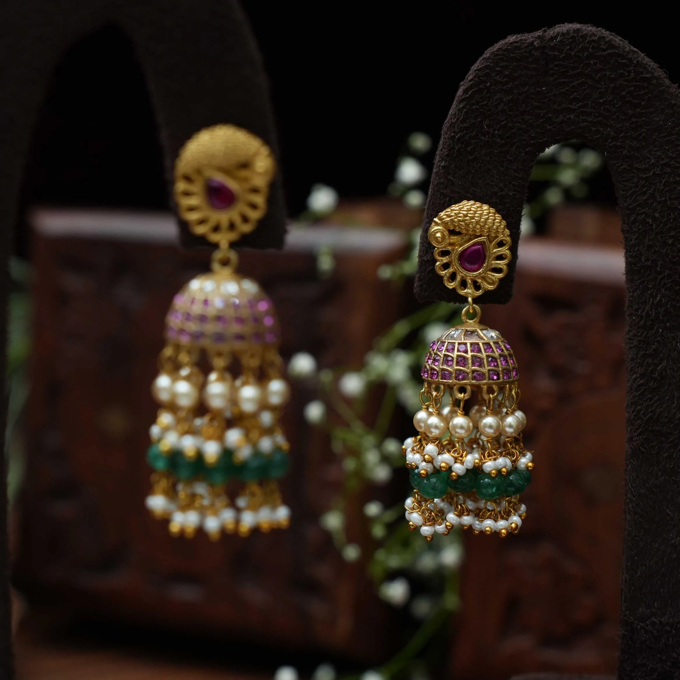 Barna Polki Jhumka Earrings