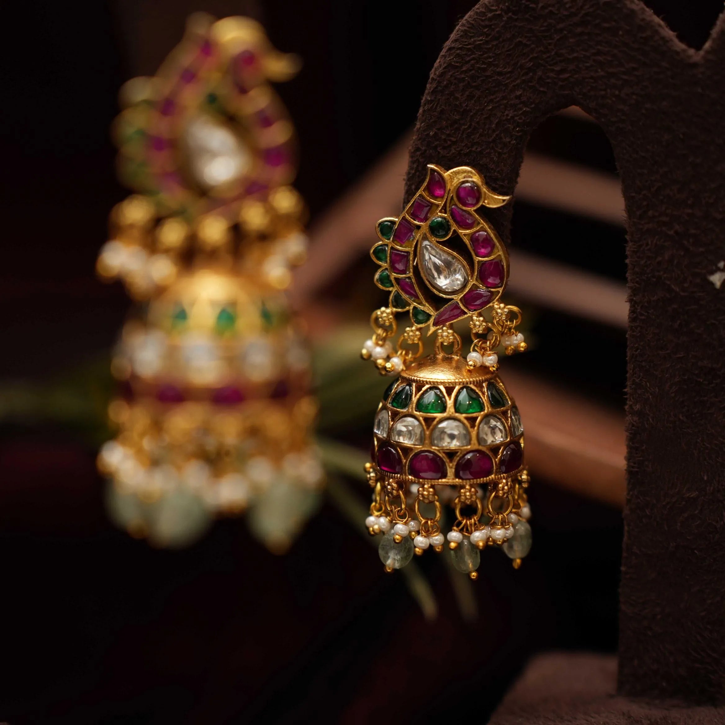 Barna Polki Jhumka Earrings - Rimli Boutique