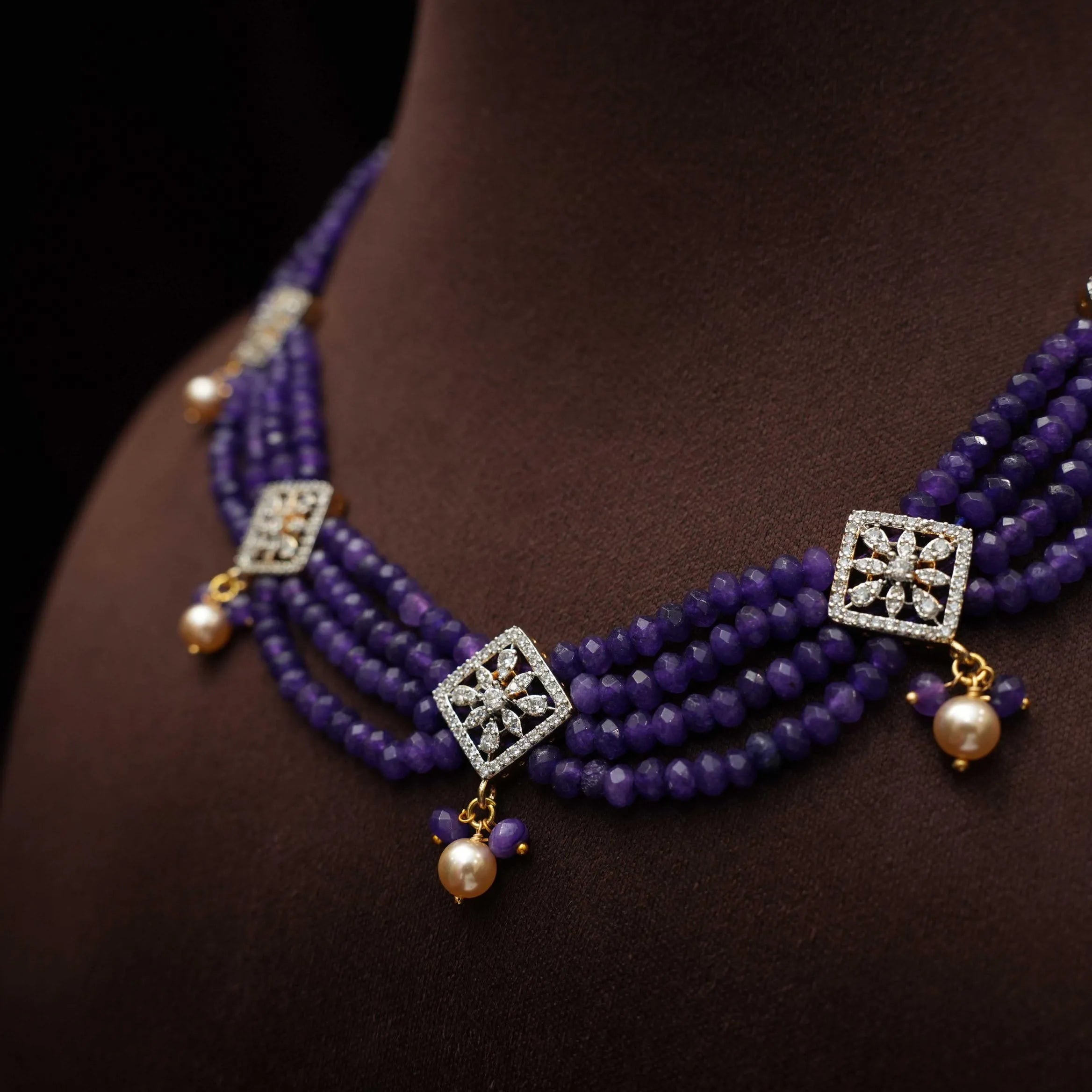 Benisha Beaded Choker - Purple