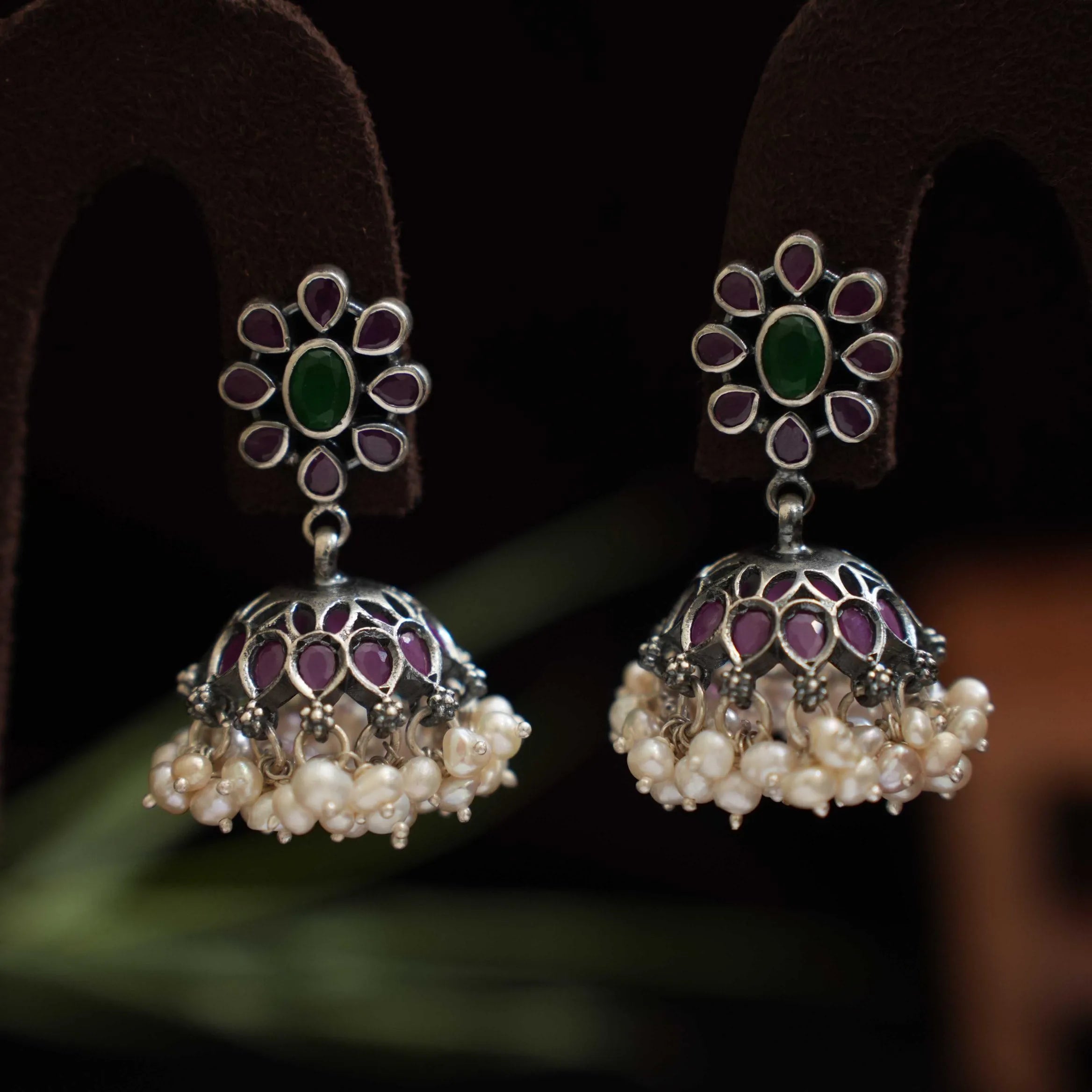 Bhadran Silver Jhumka Earrings