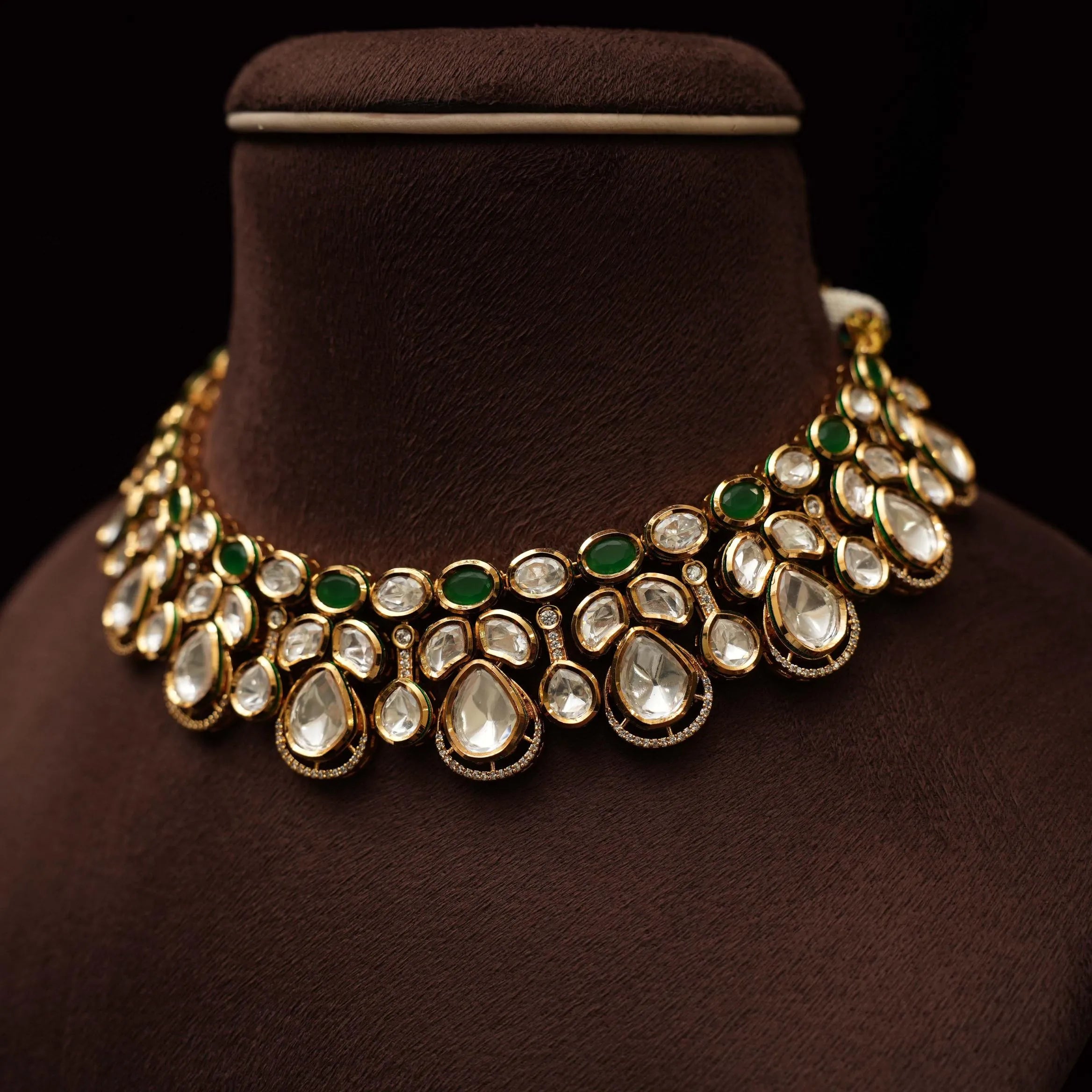 Bhanu Polki Necklace - Green - Rimli Boutique