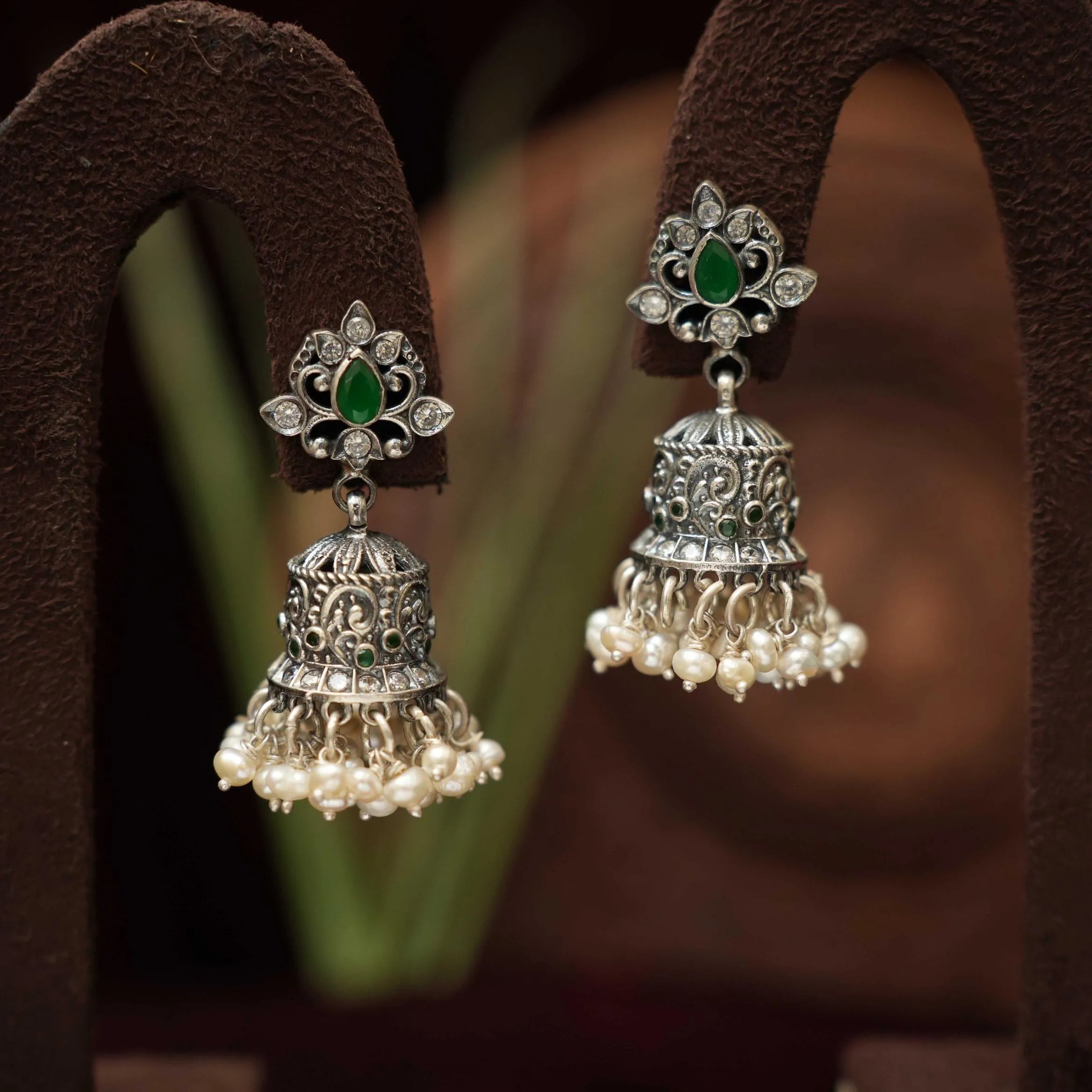 Bhaumi Silver Jhumka Earrings