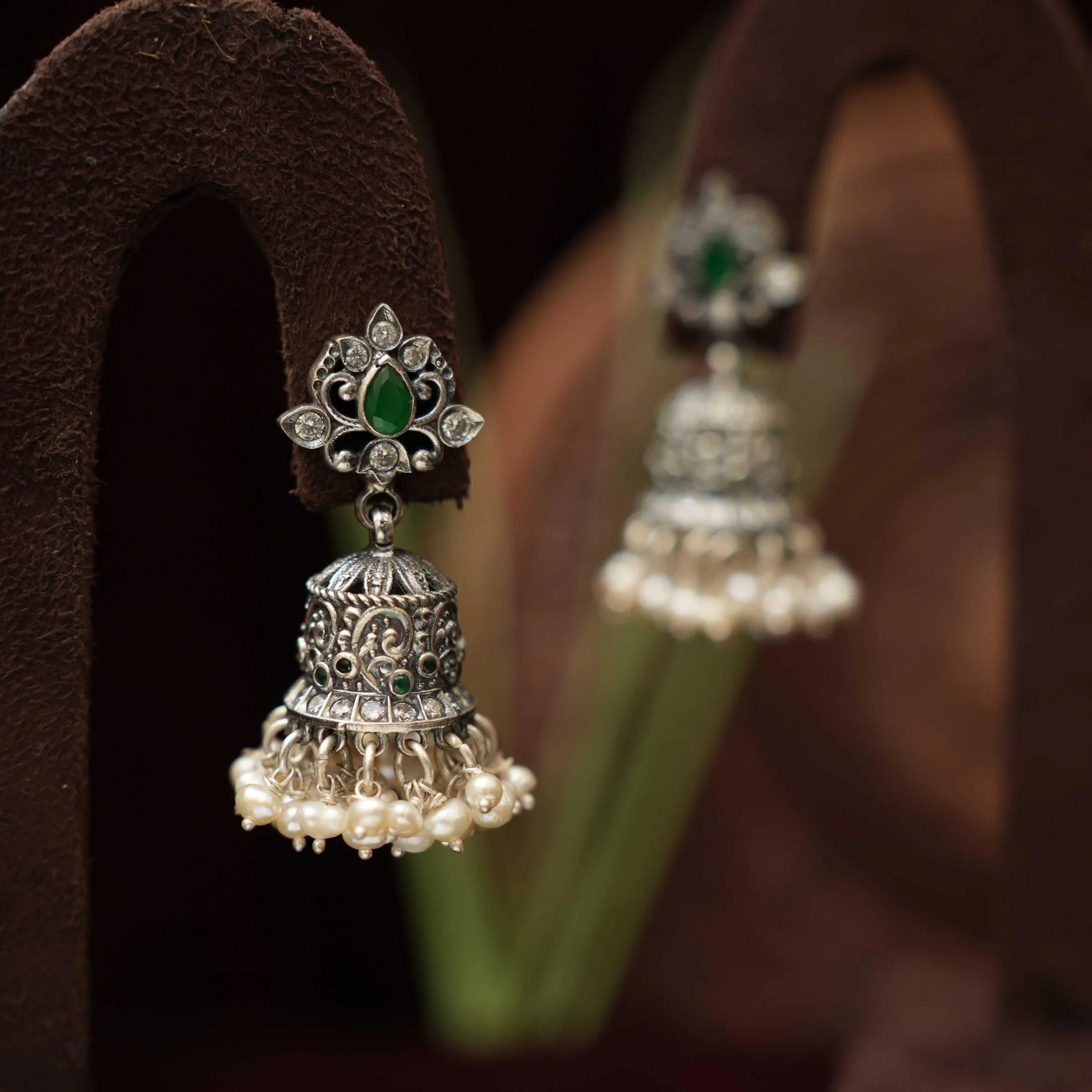 Bhaumi Silver Jhumka Earrings