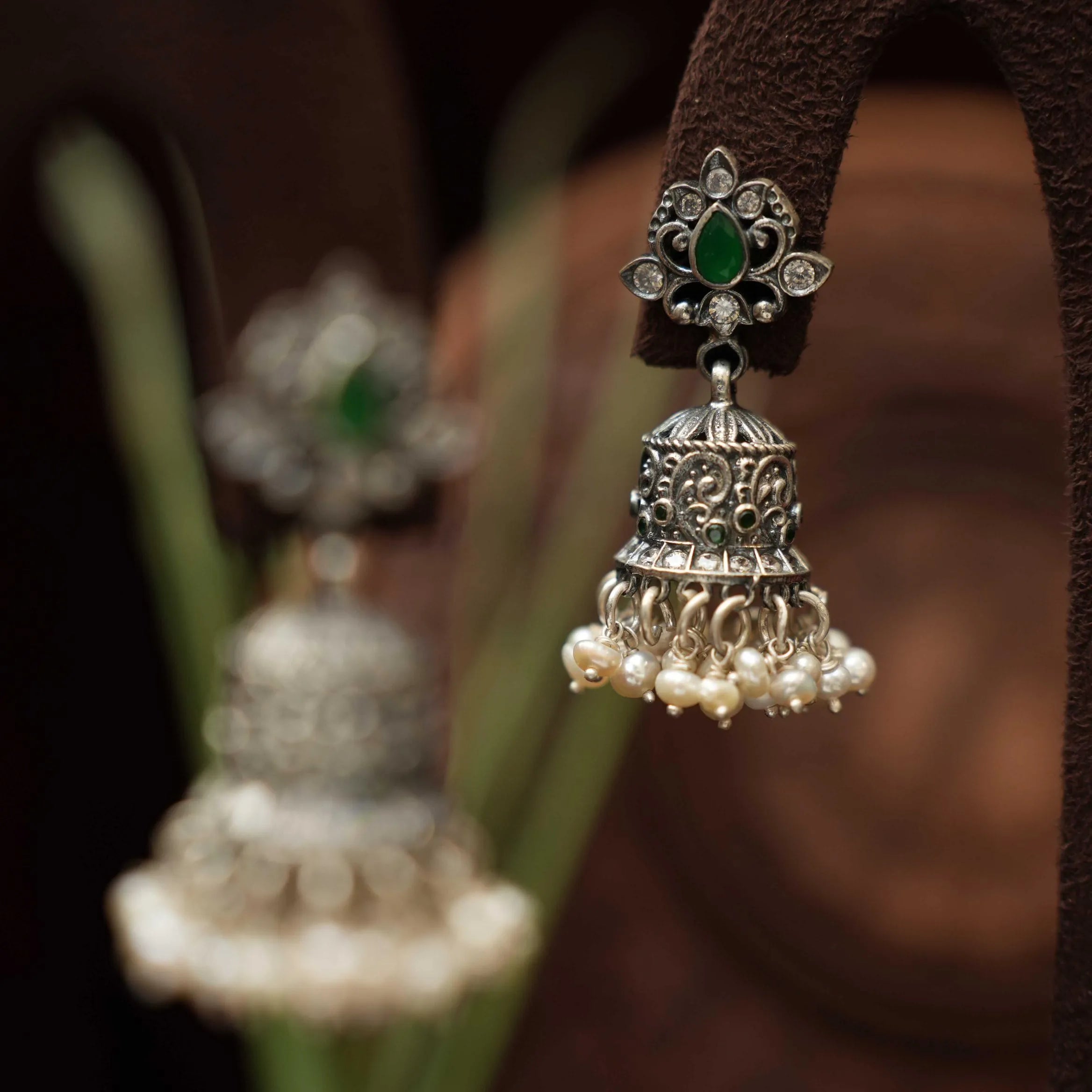 Bhaumi Silver Jhumka Earrings