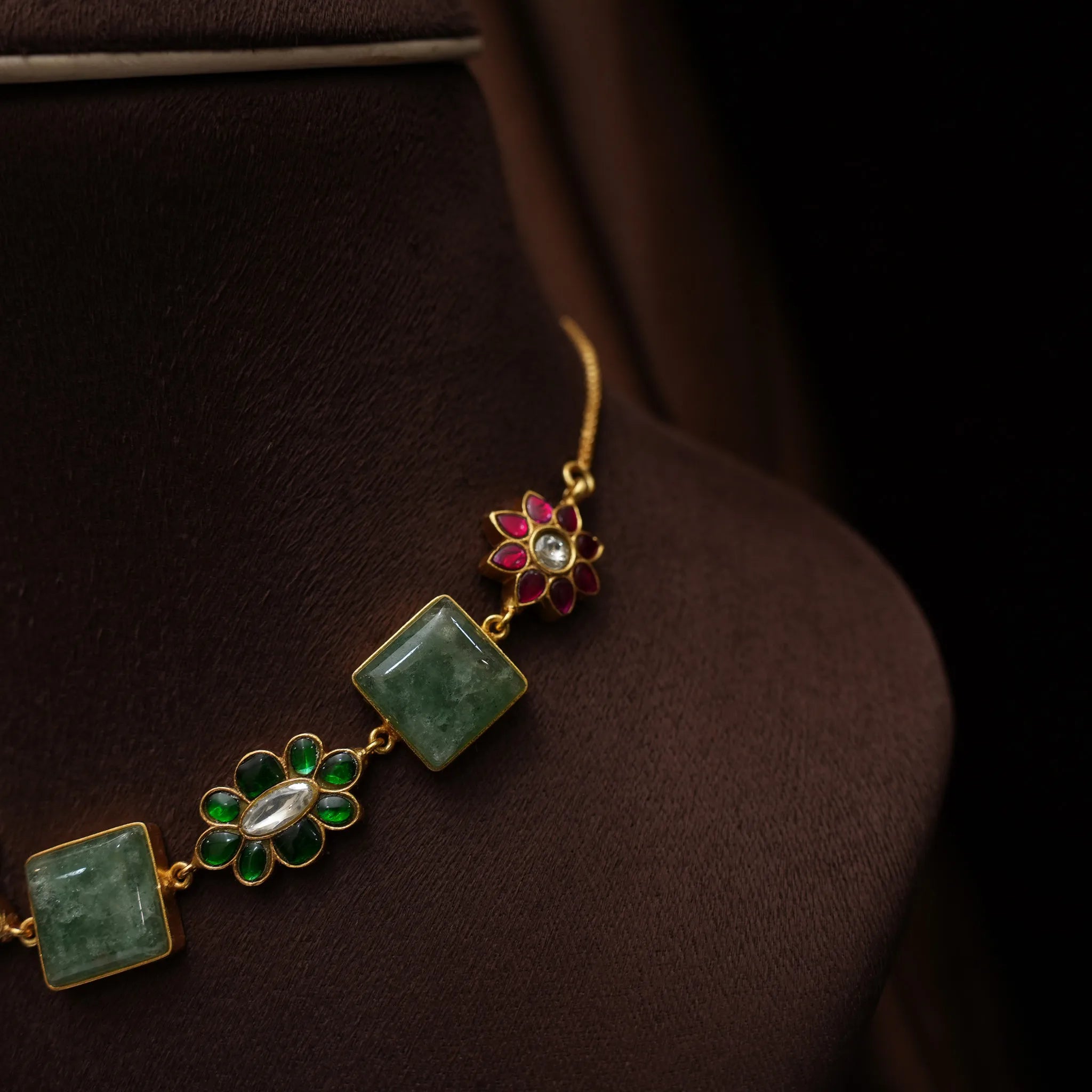 Bhavya Polki Choker - Green
