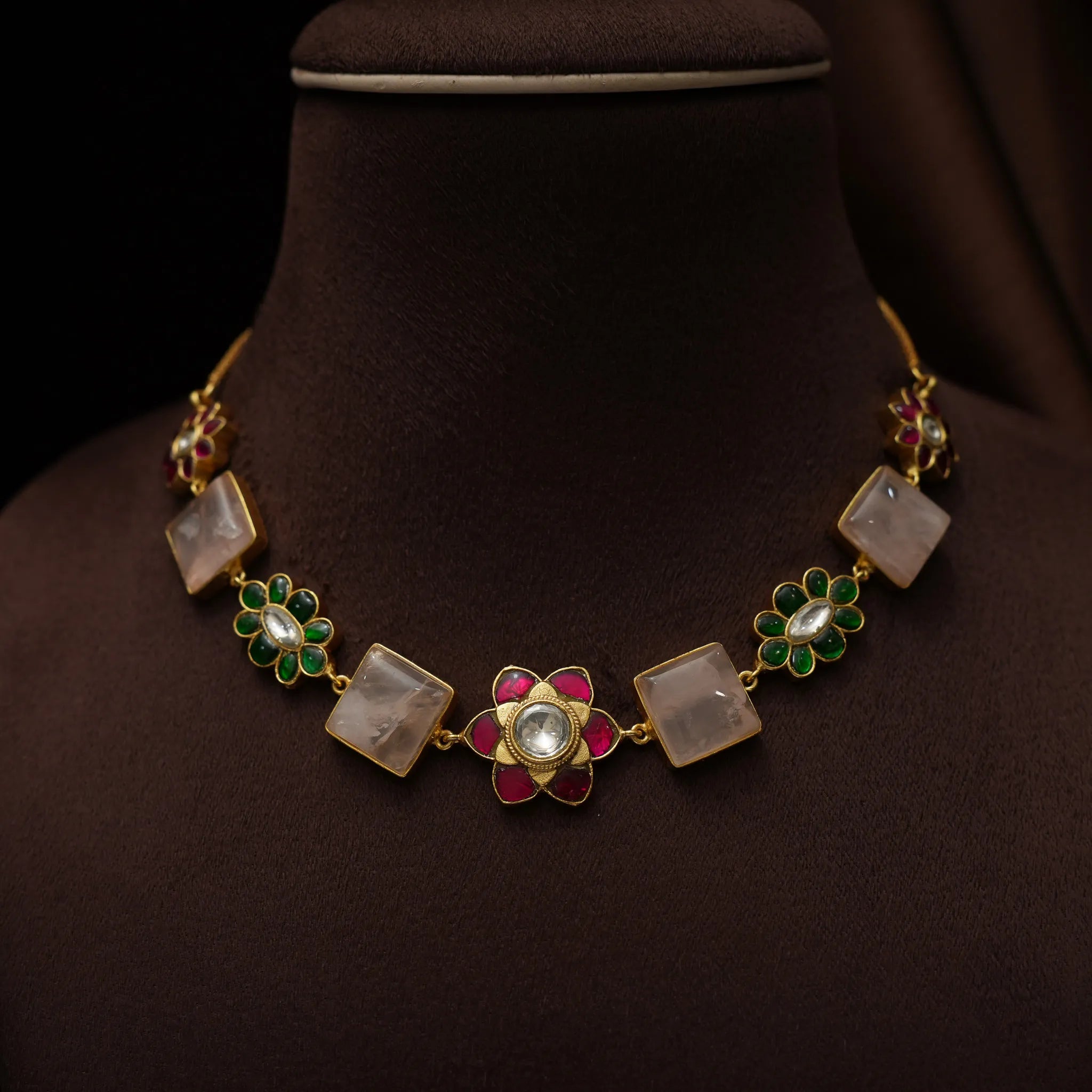 Bhavya Polki Choker - Light Pink