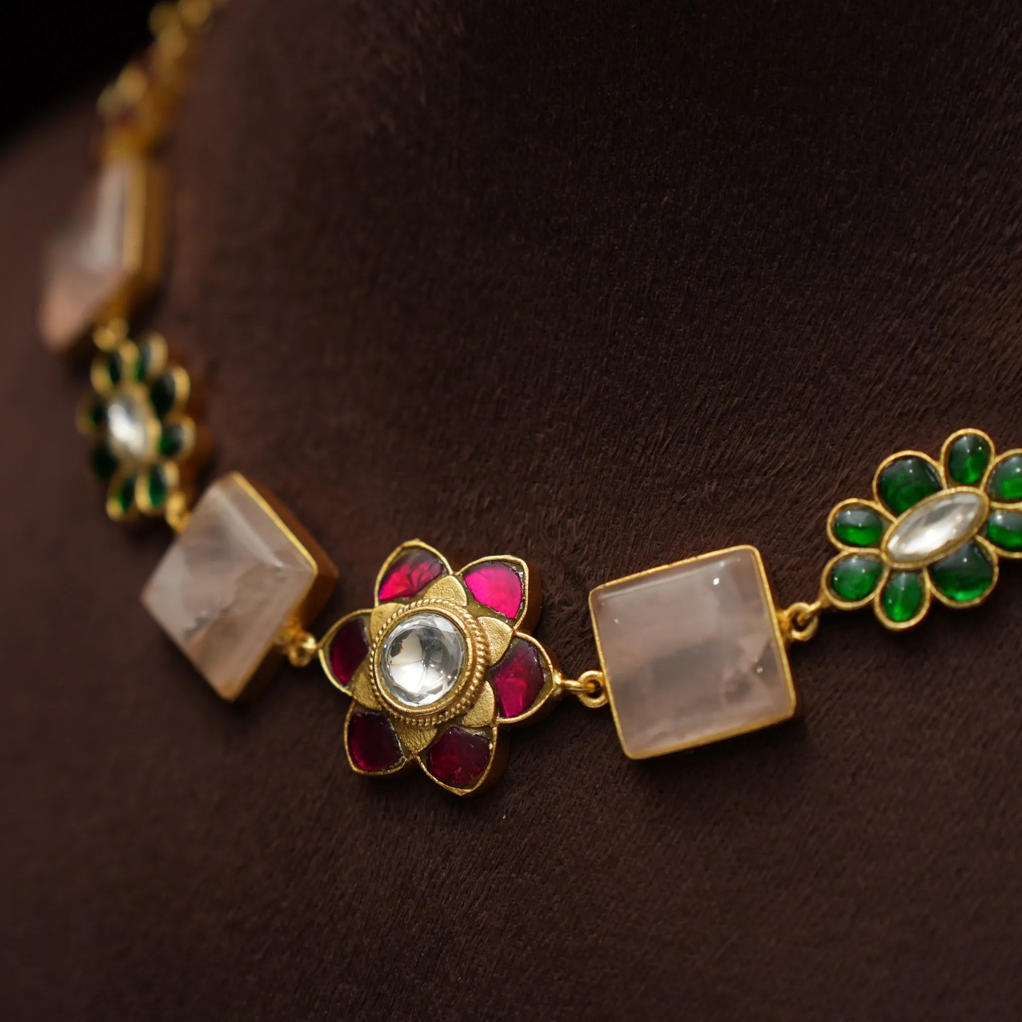Bhavya Polki Choker - Light Pink