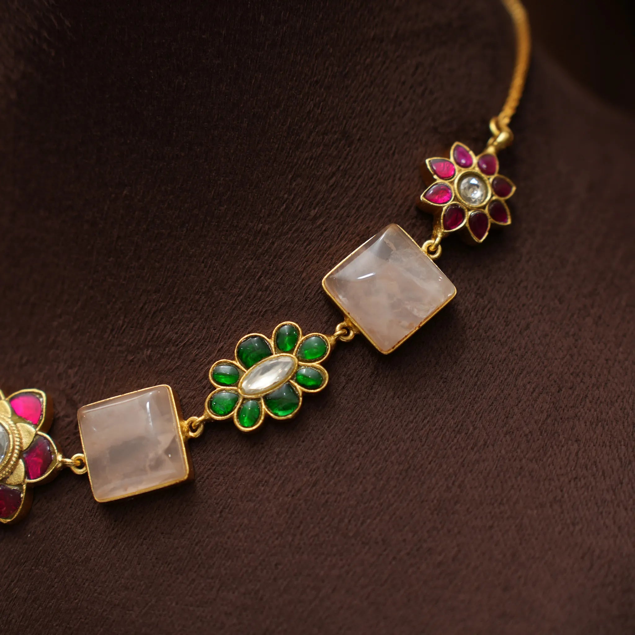 Bhavya Polki Choker - Light Pink