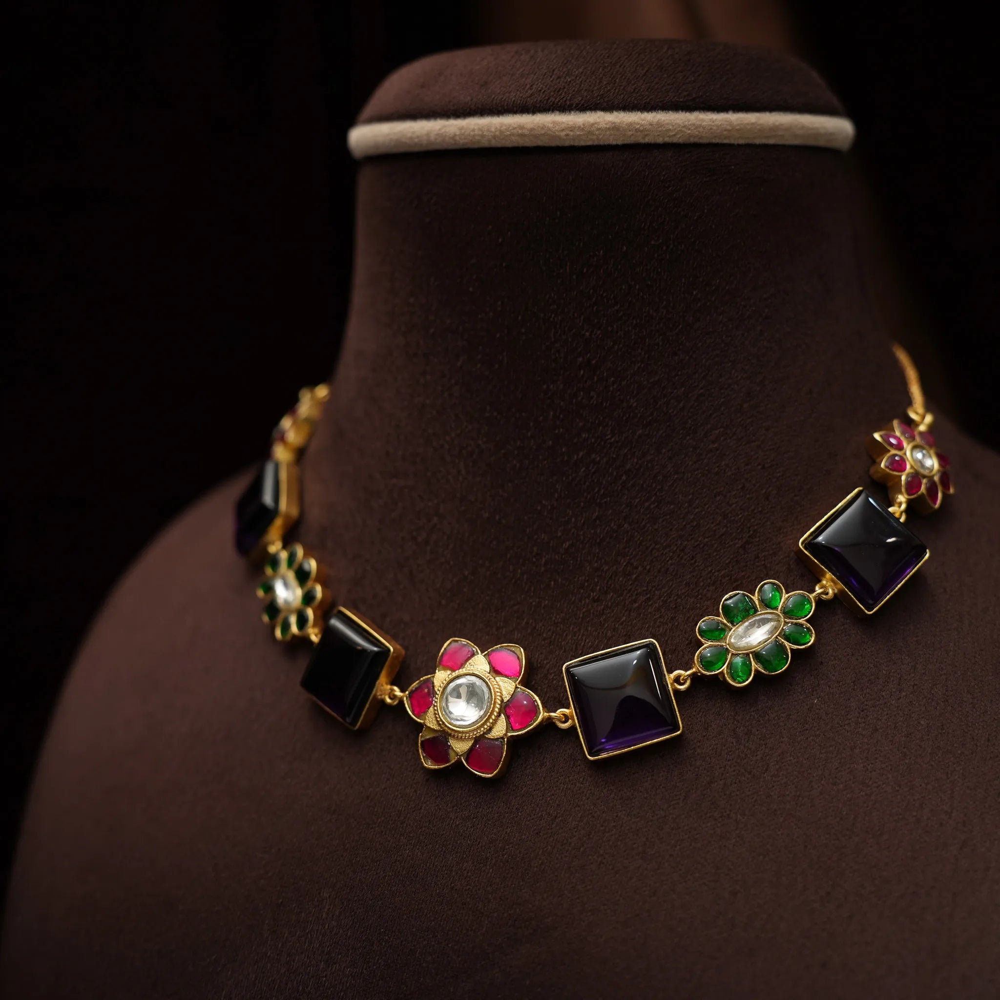 Bhavya Polki Choker - Purple