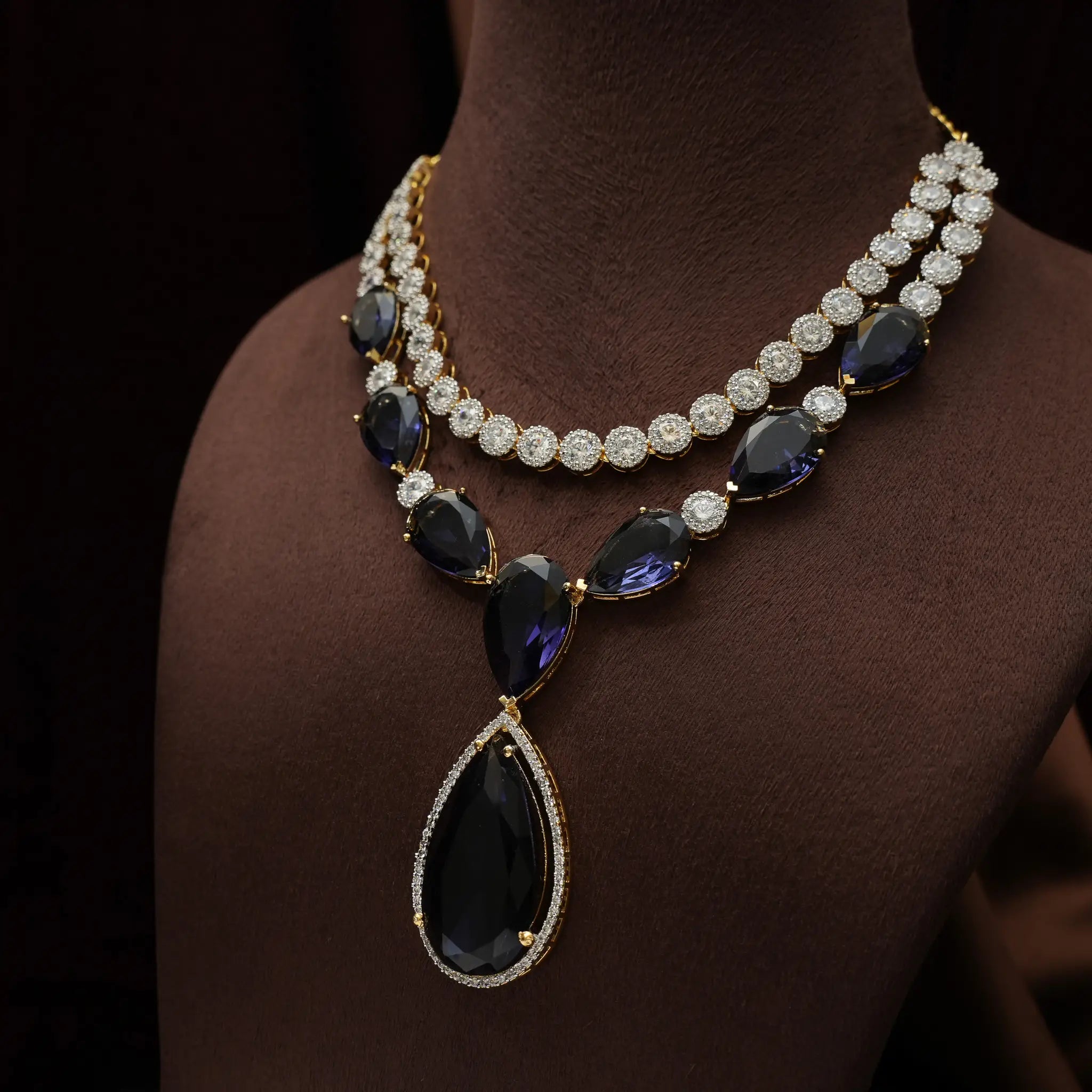 Bhavya Zircon Necklace - Purple