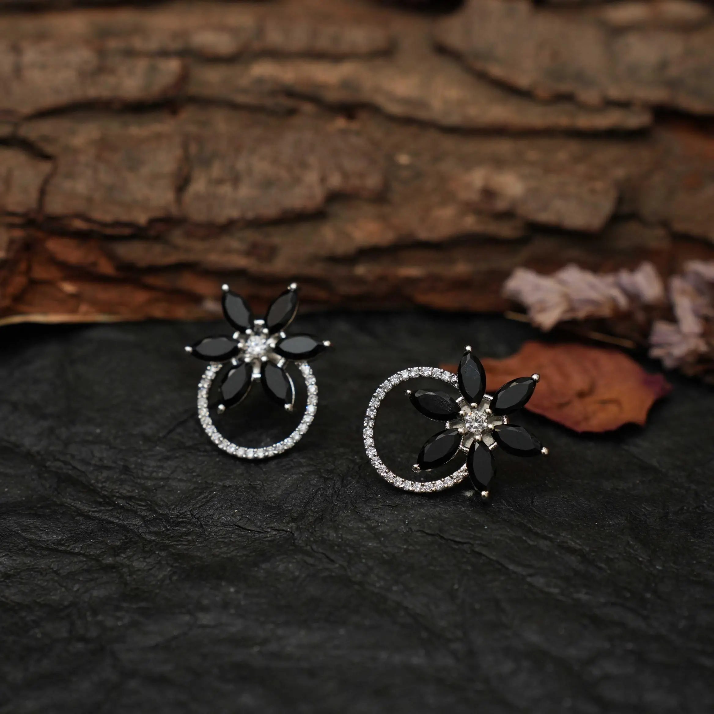 Bhooma Zircon Ear Stud - Black