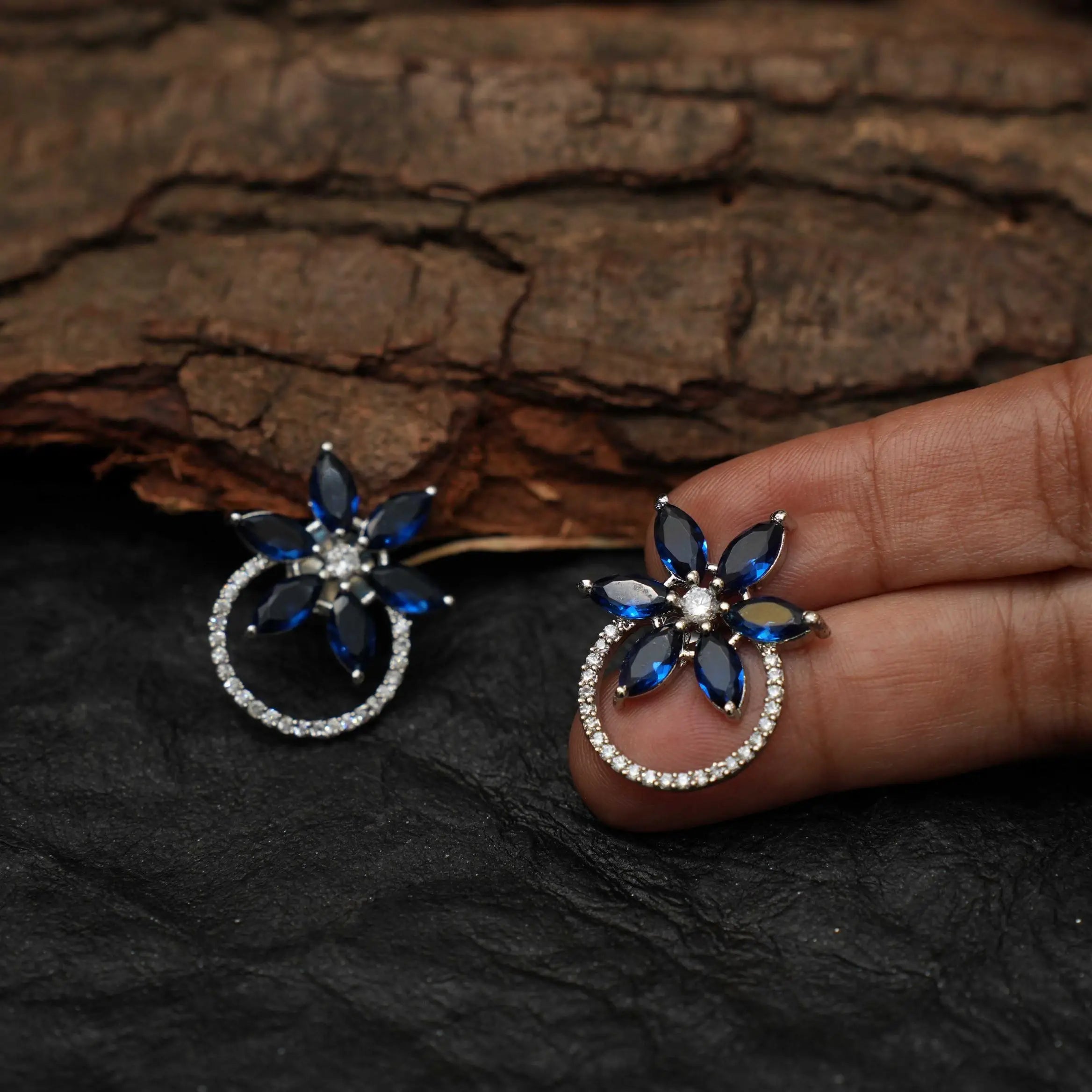 Bhooma Zircon Ear Stud - Blue