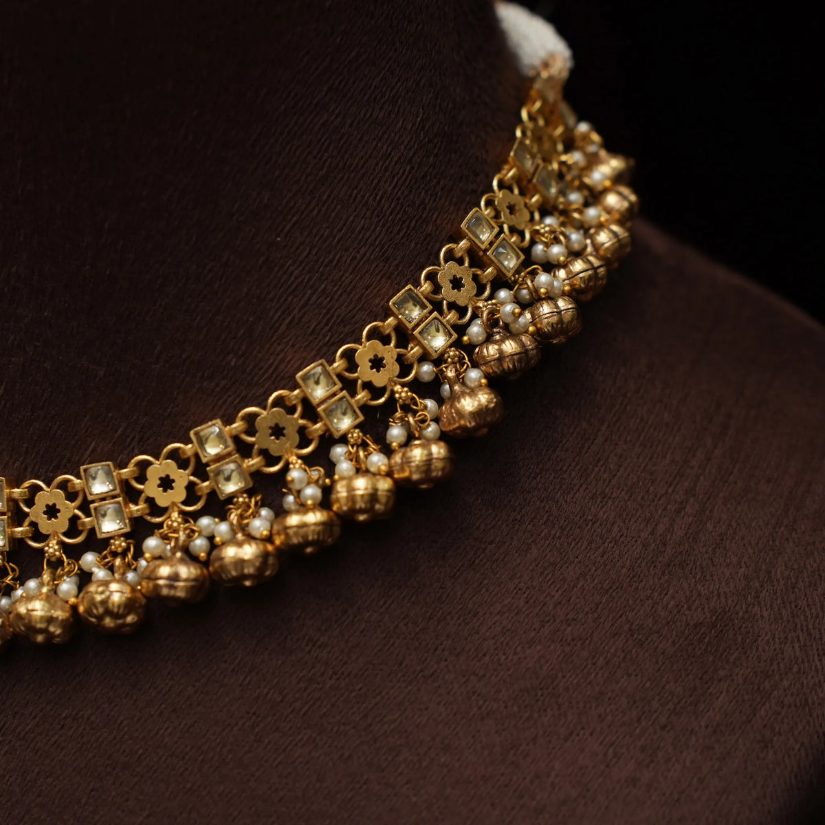 Bhrithi Antique Choker - White