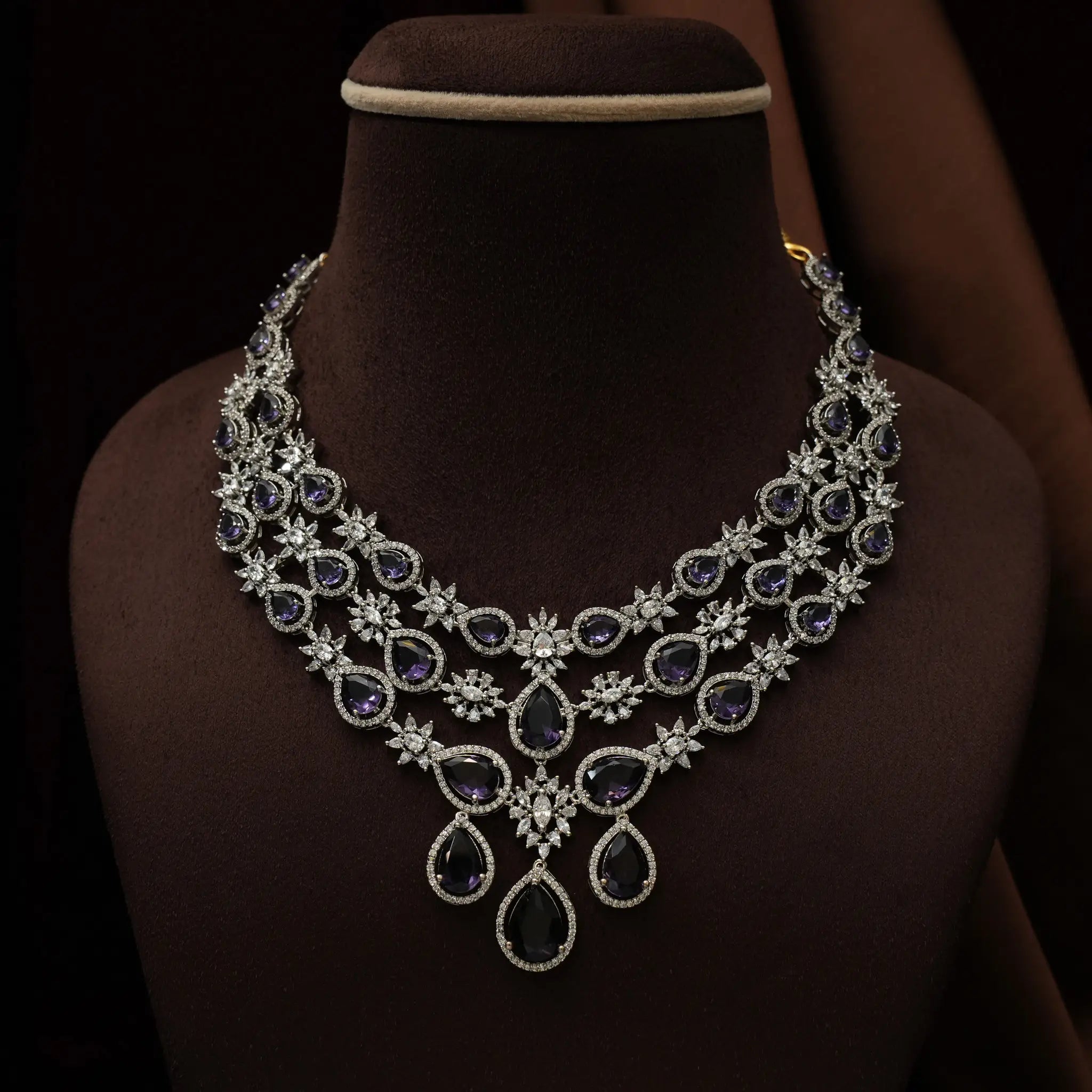 Bhuvika Zircon Necklace - Purple
