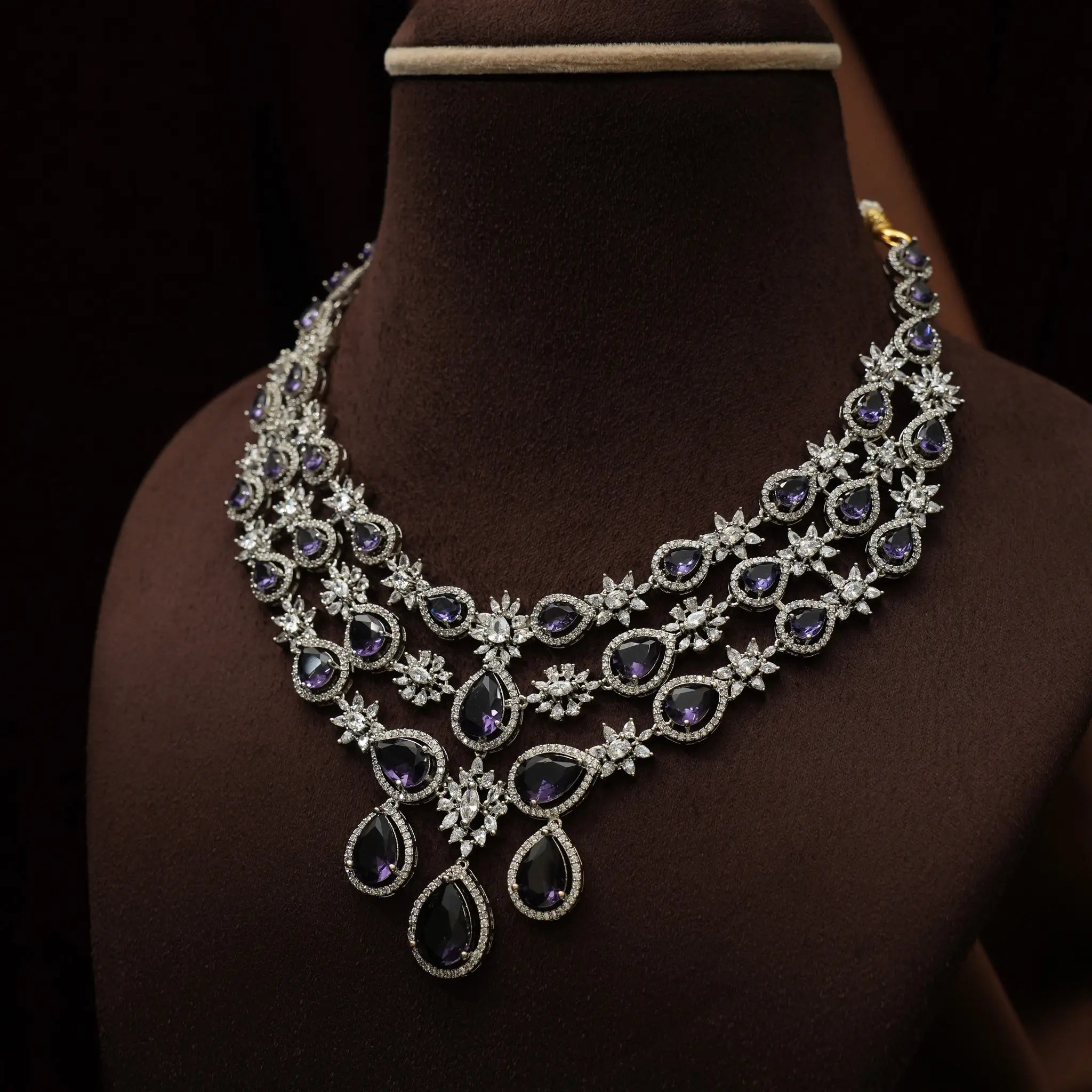 Bhuvika Zircon Necklace - Purple