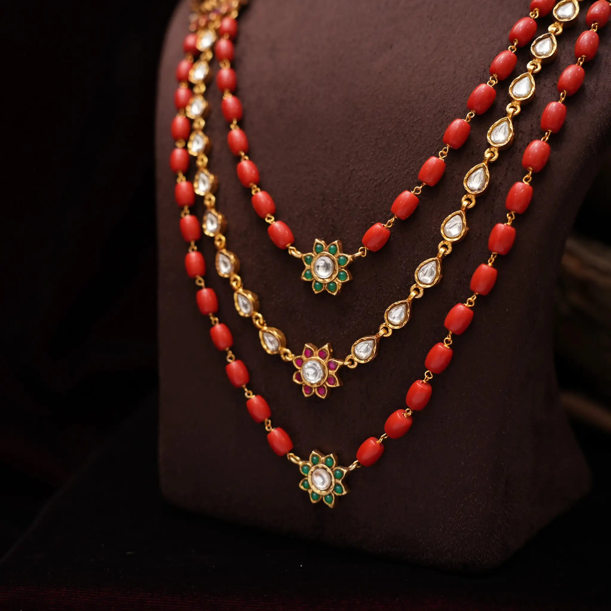 Bindiya Statement Necklace - Coral