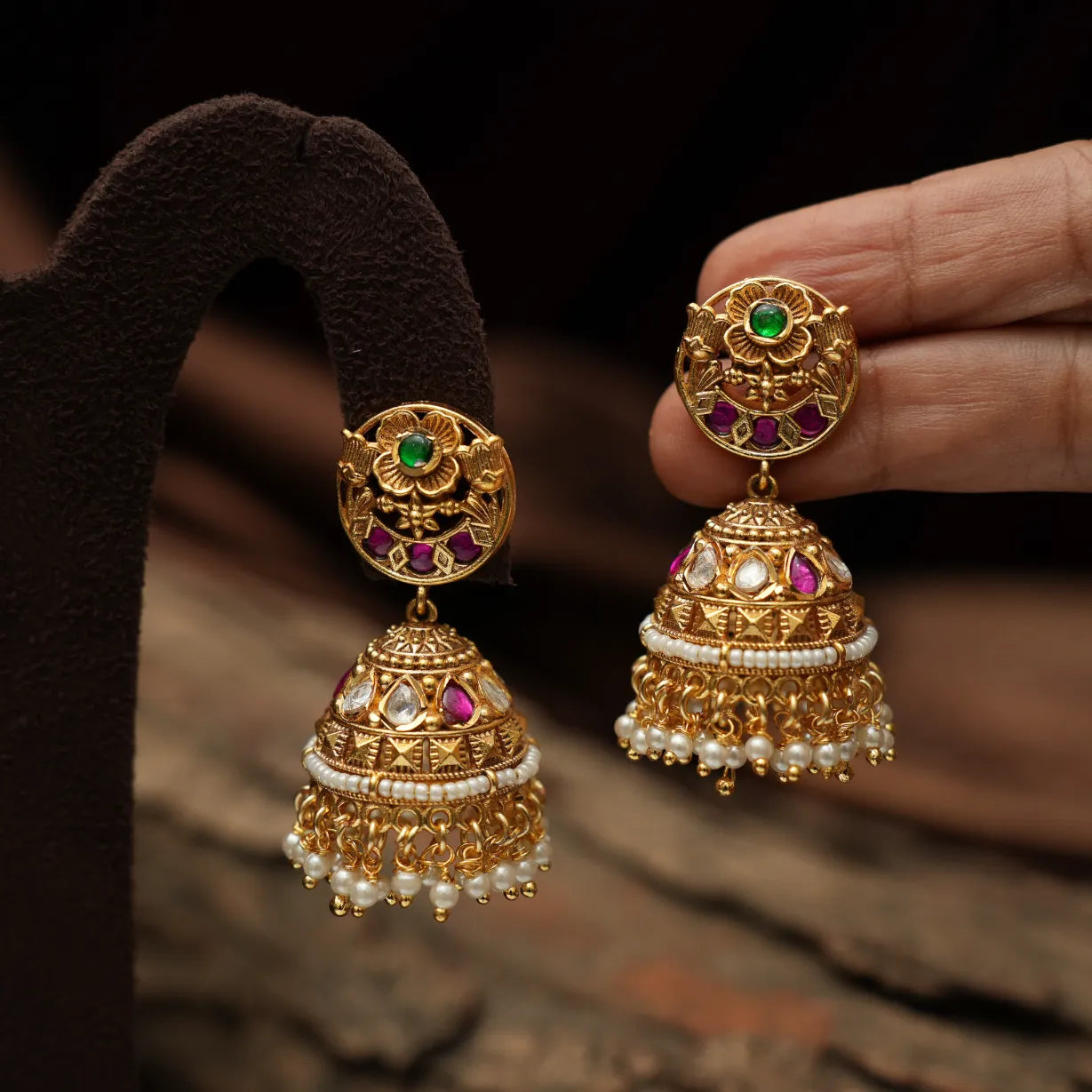 Binita Antique Jhumka Earrings