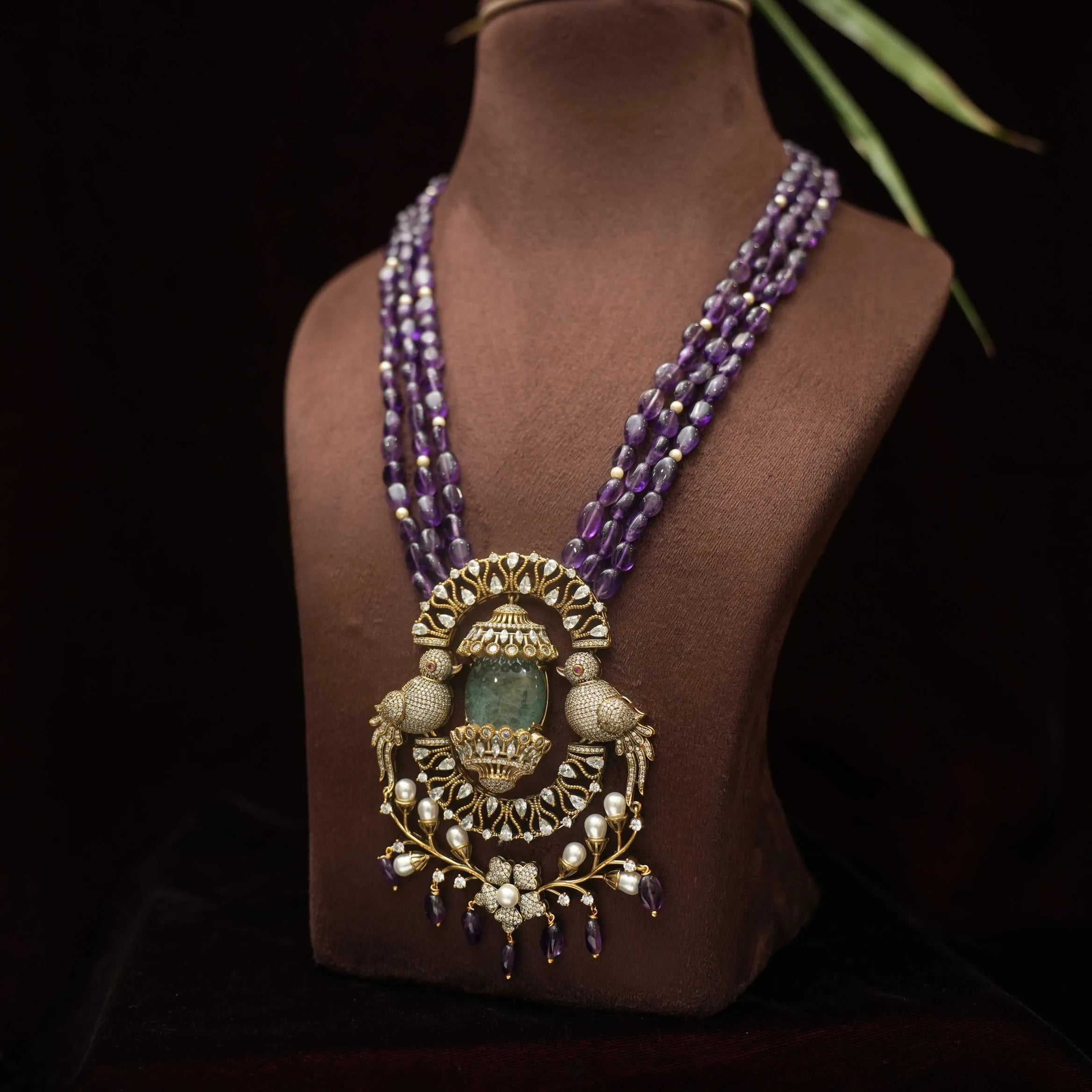 Binu Victorian Polki Necklace - Purple