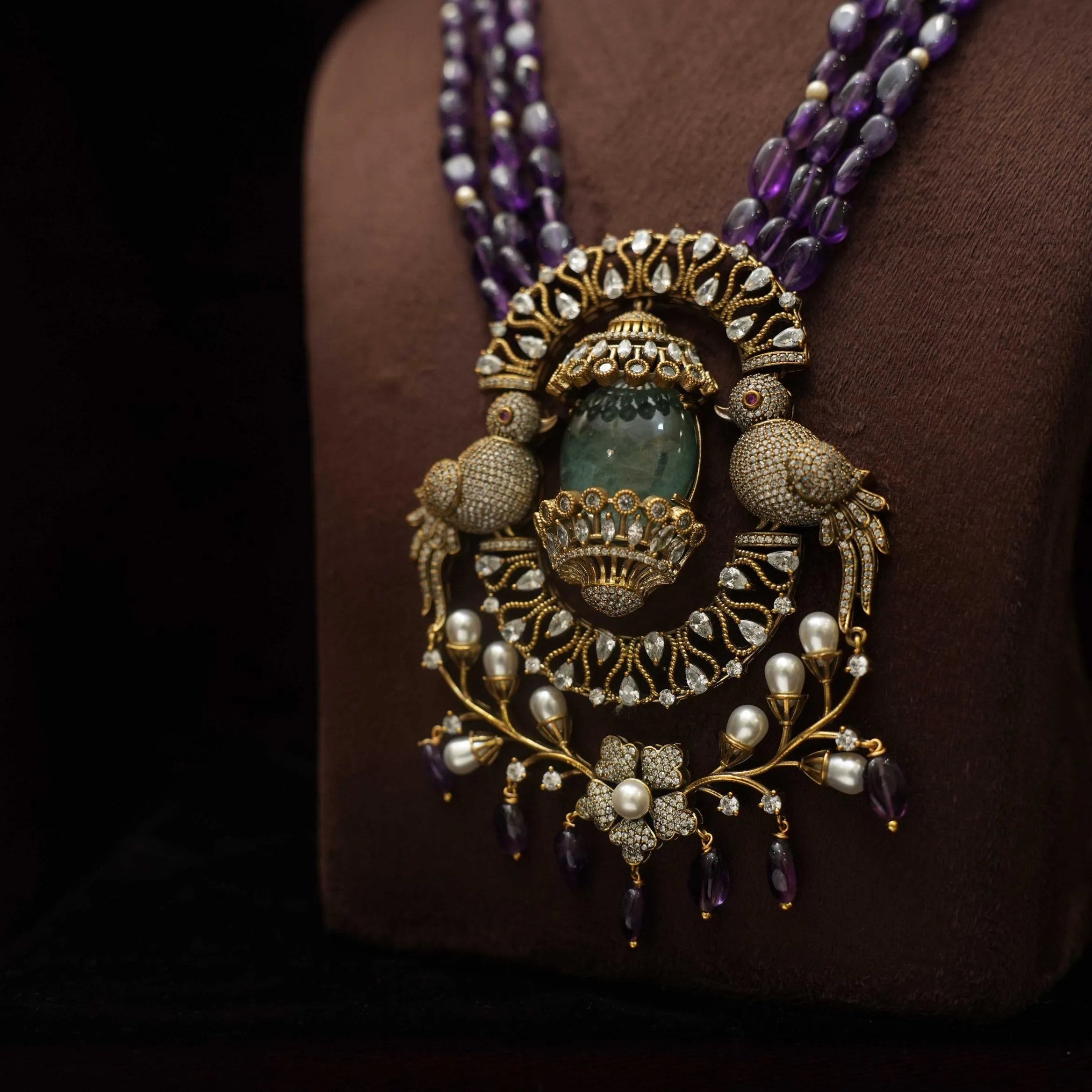 Binu Victorian Polki Necklace - Purple