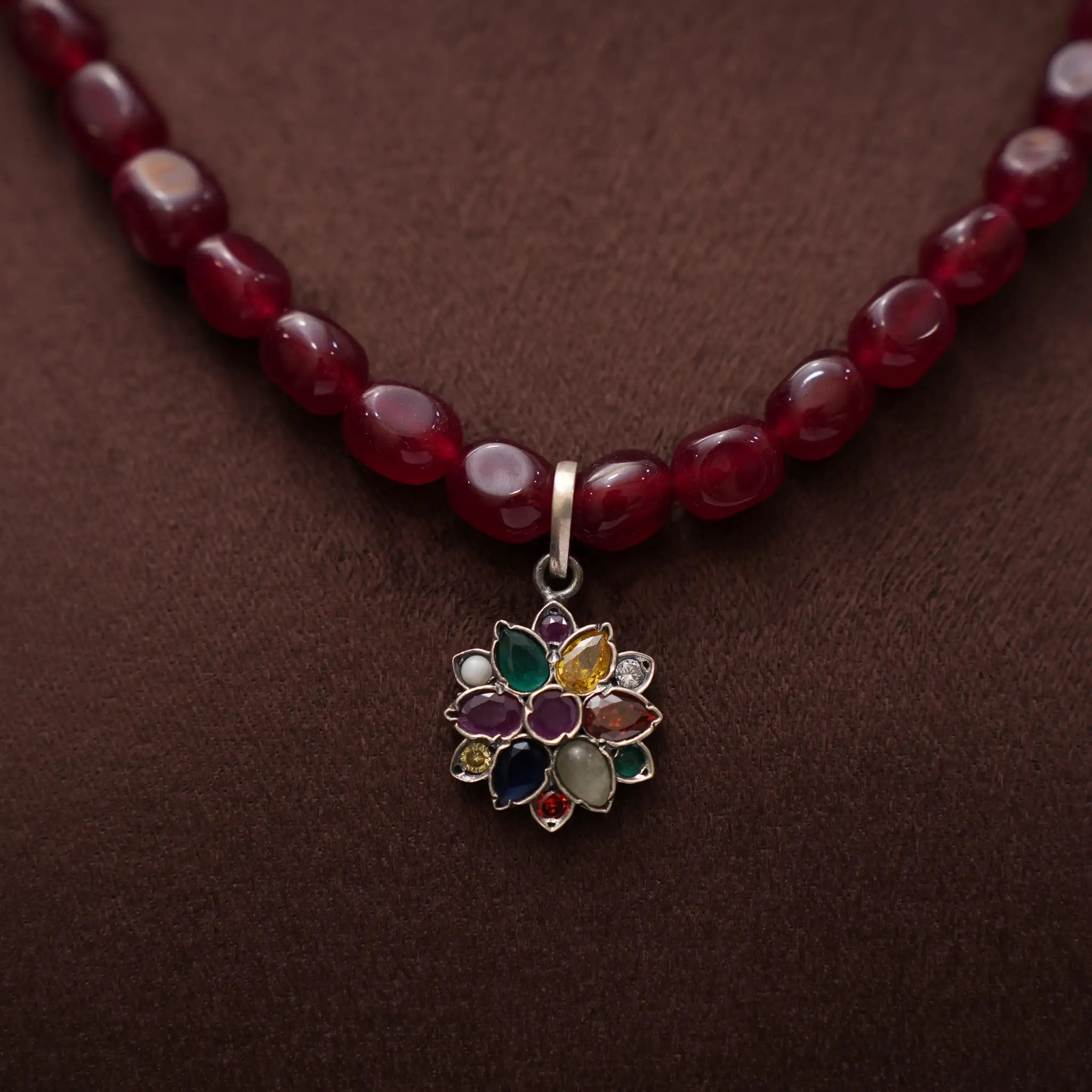Bohita Silver Beaded Necklace