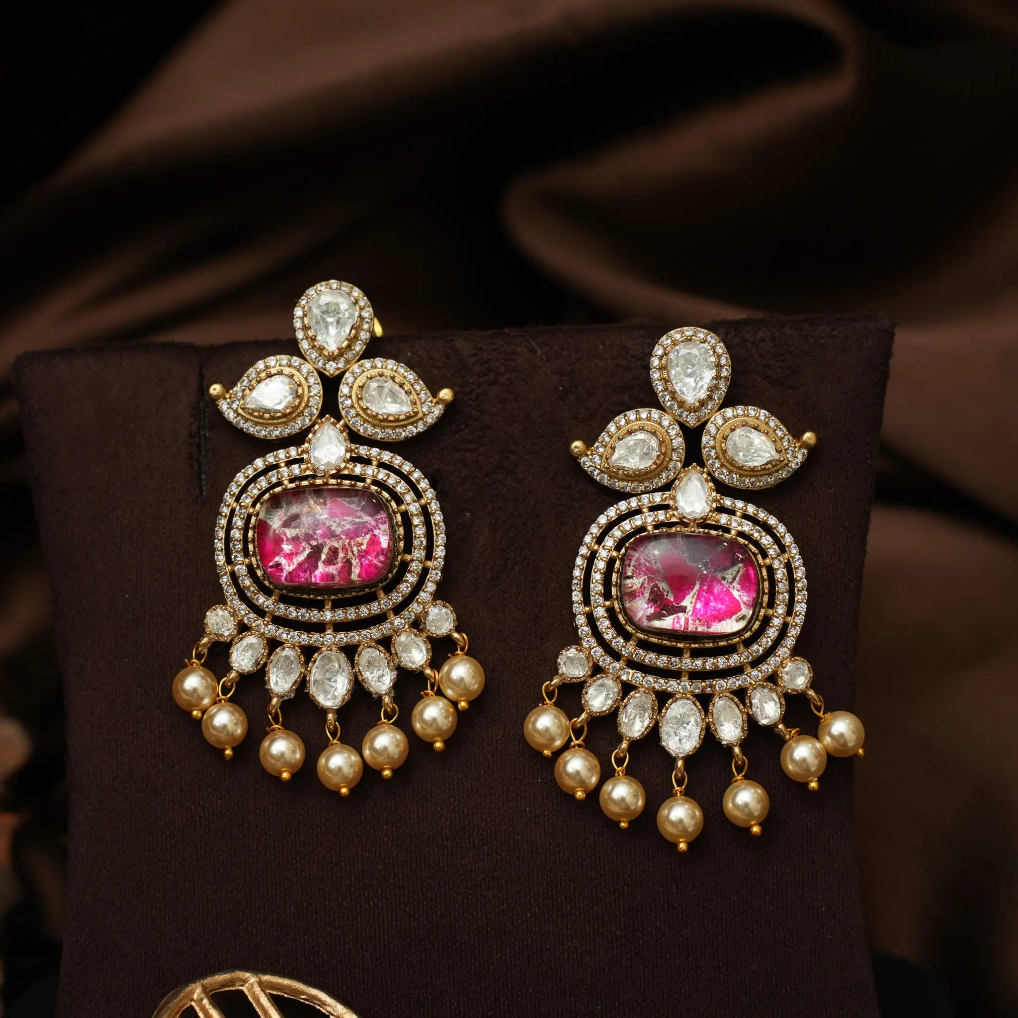Carson Polki Designer Earrings - Pink