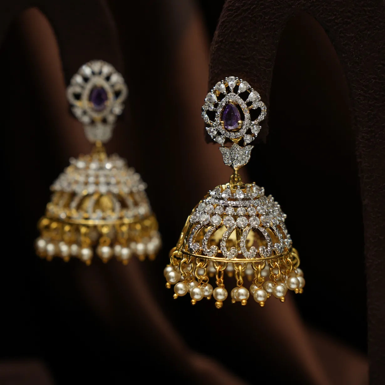 Chaiti Zircon Jhumka Earrings