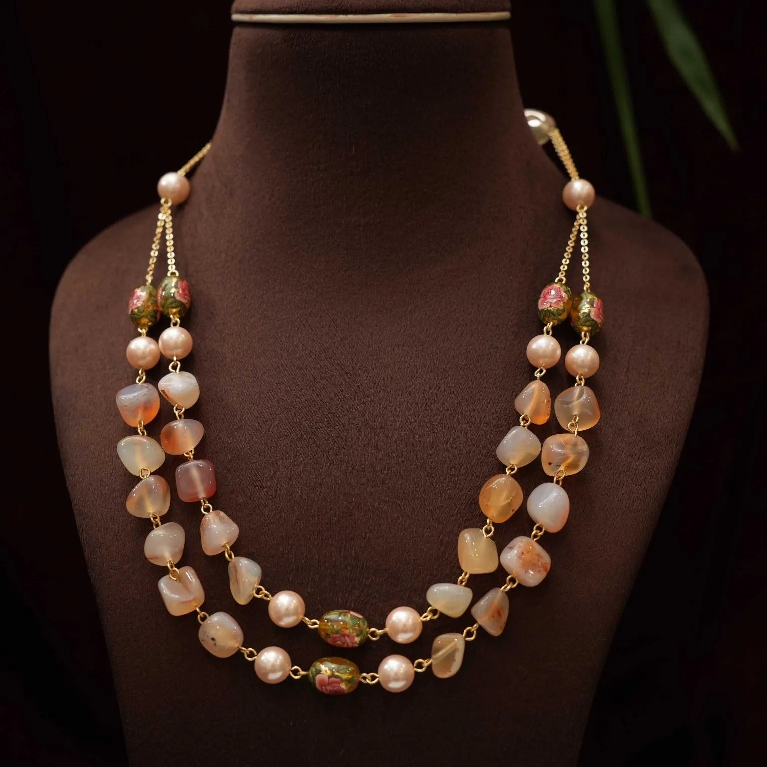 Charvi Beaded Necklace - Peach - Rimli Boutique