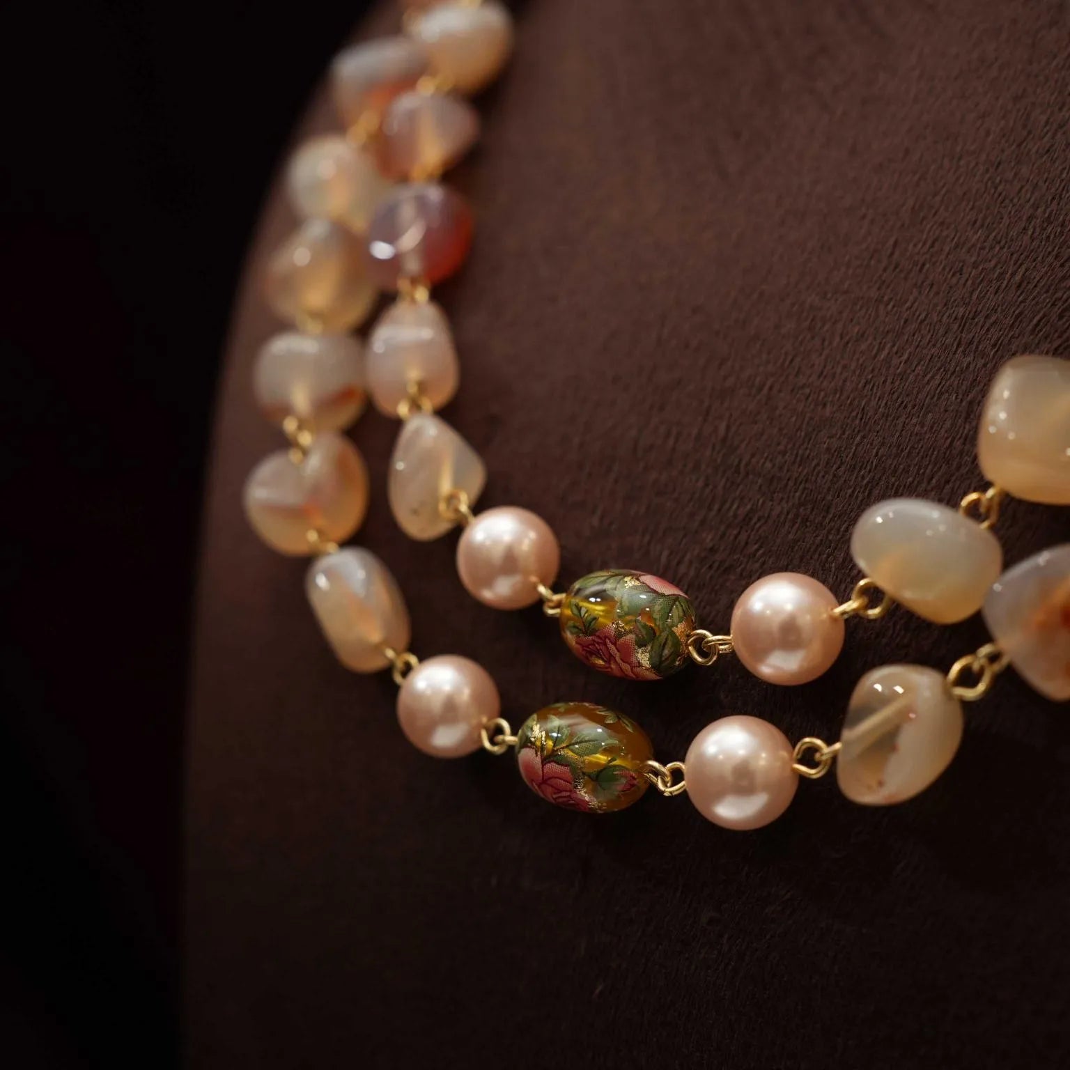 Charvi Beaded Necklace - Peach - Rimli Boutique