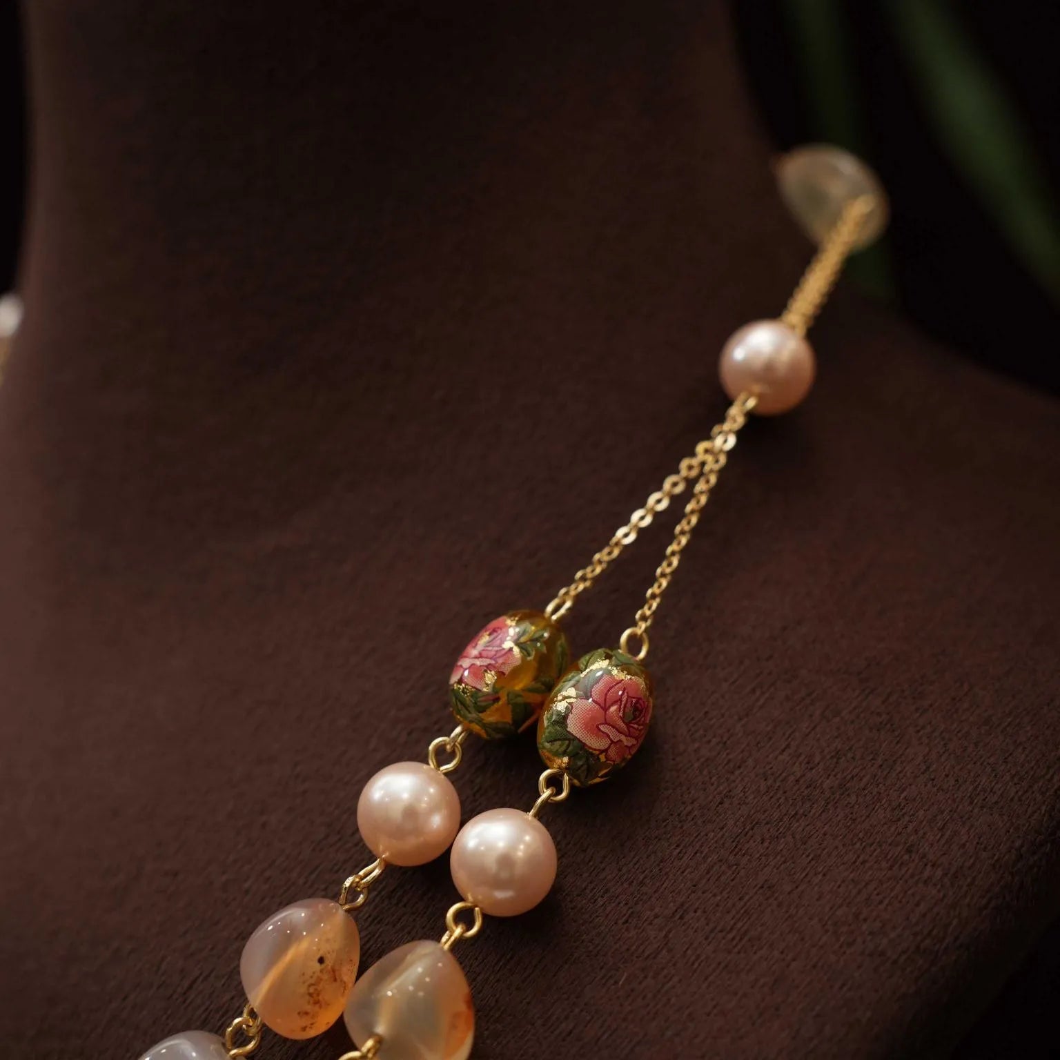 Charvi Beaded Necklace - Peach - Rimli Boutique