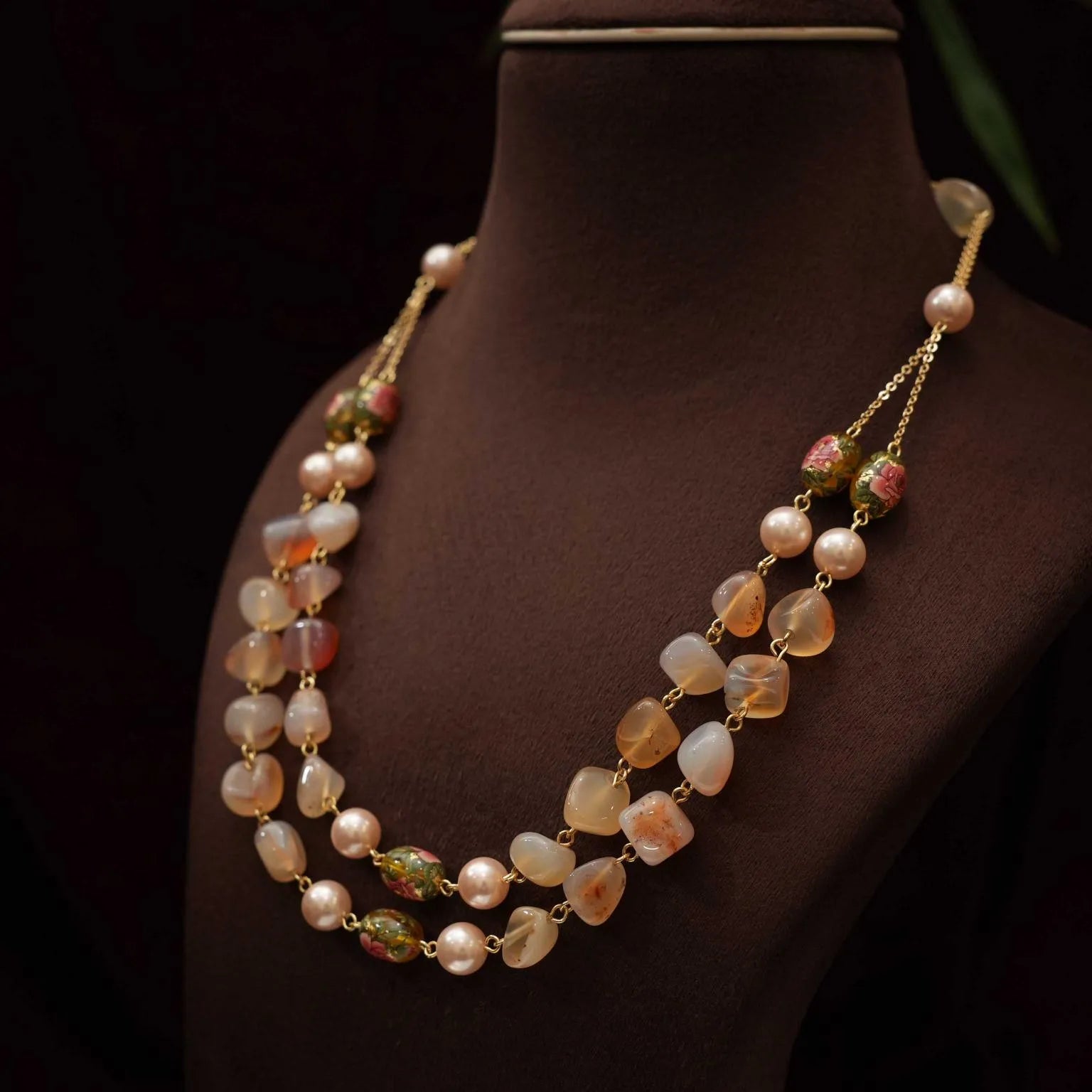 Charvi Beaded Necklace - Peach - Rimli Boutique