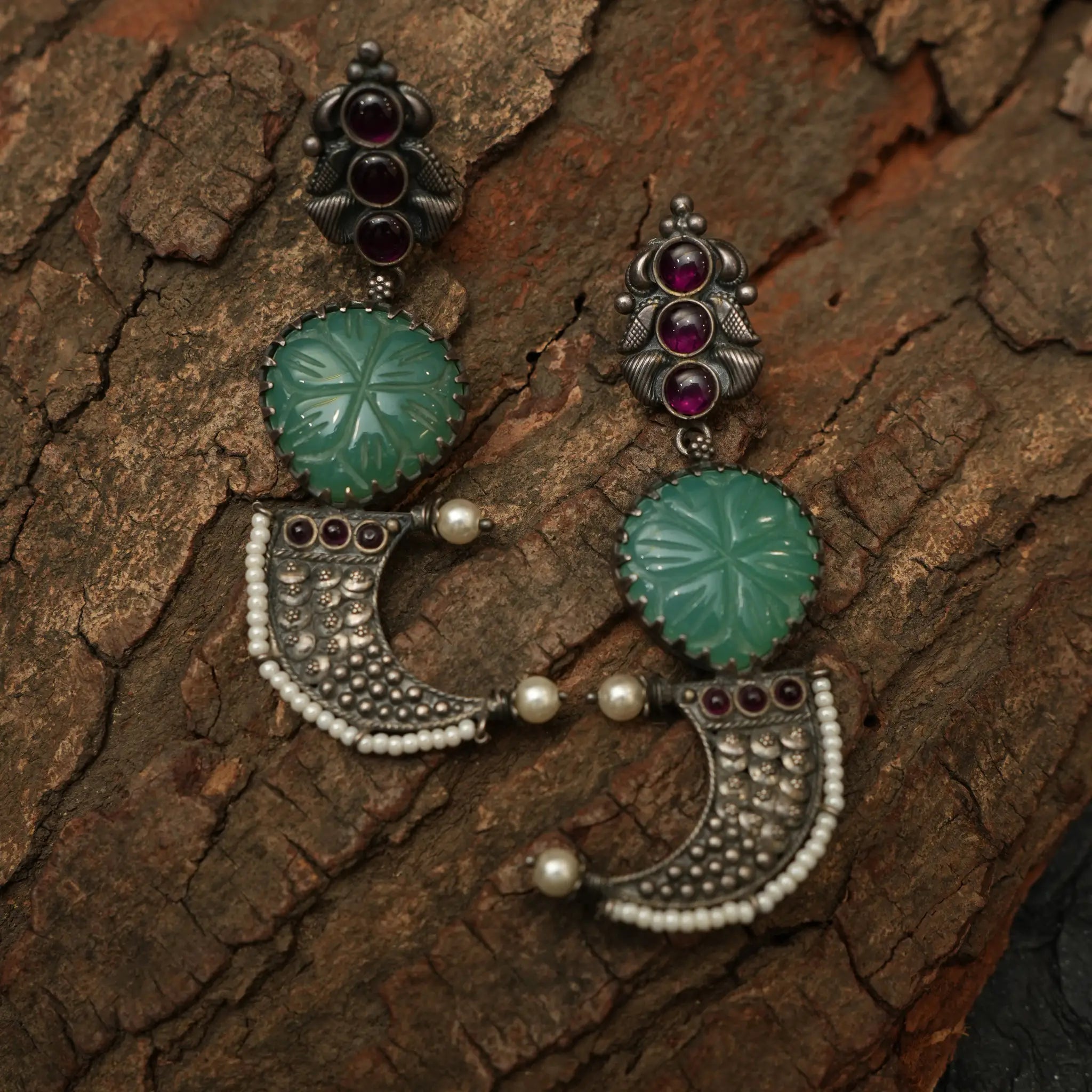 Chinmayi Oxidised Silver Earrings