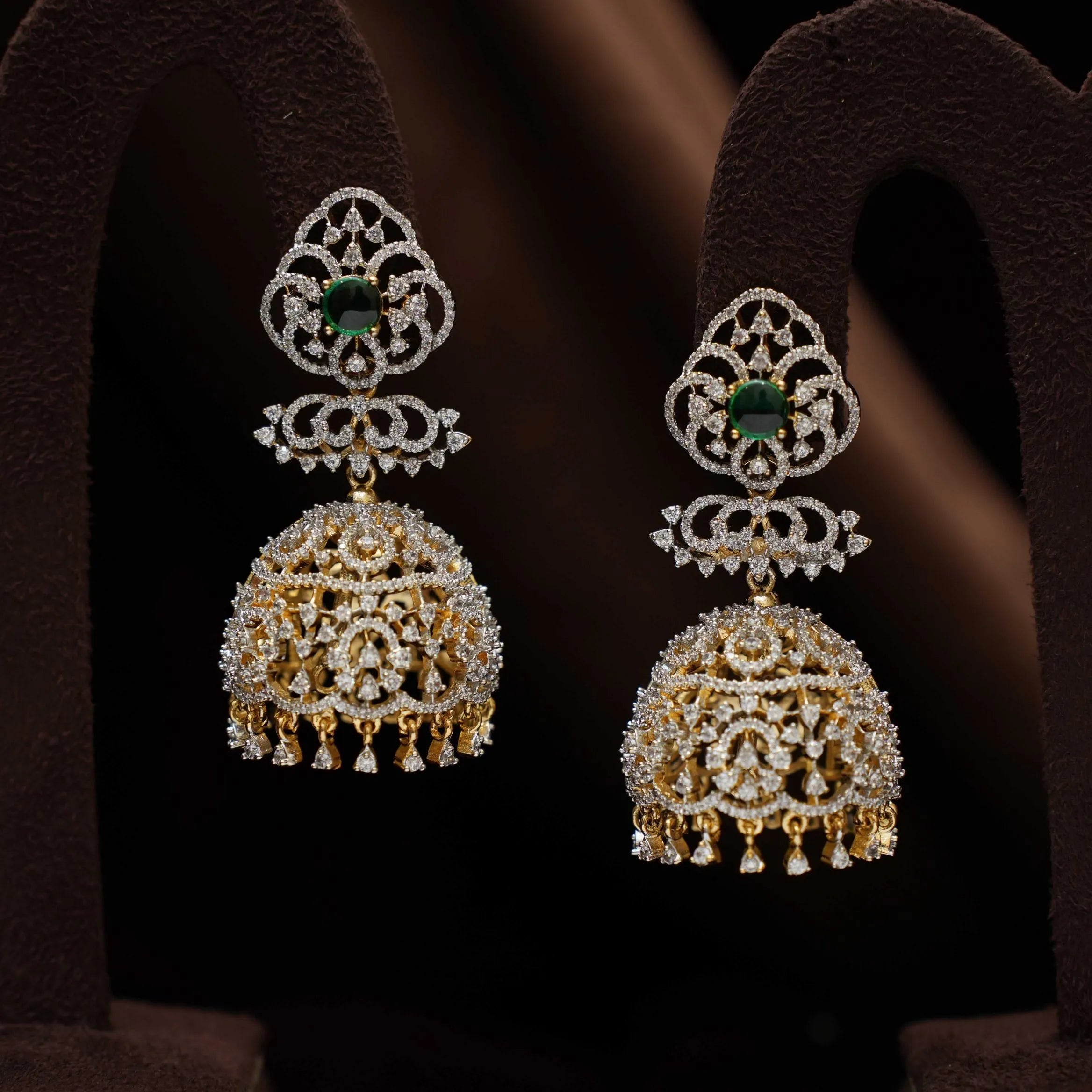 Chirag Zircon Jhumka Earrings - Green
