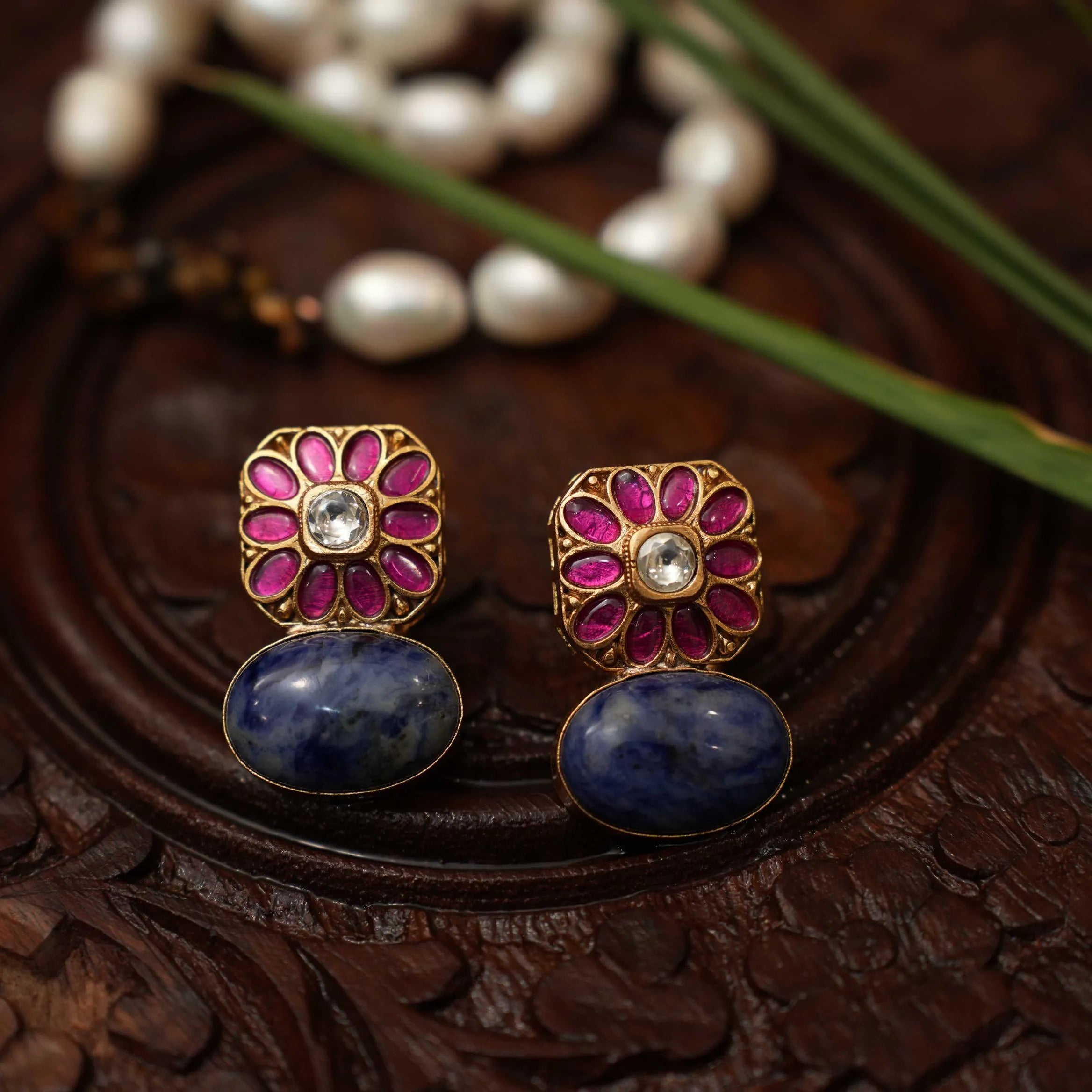 Citra Polki Ear Stud - Blue