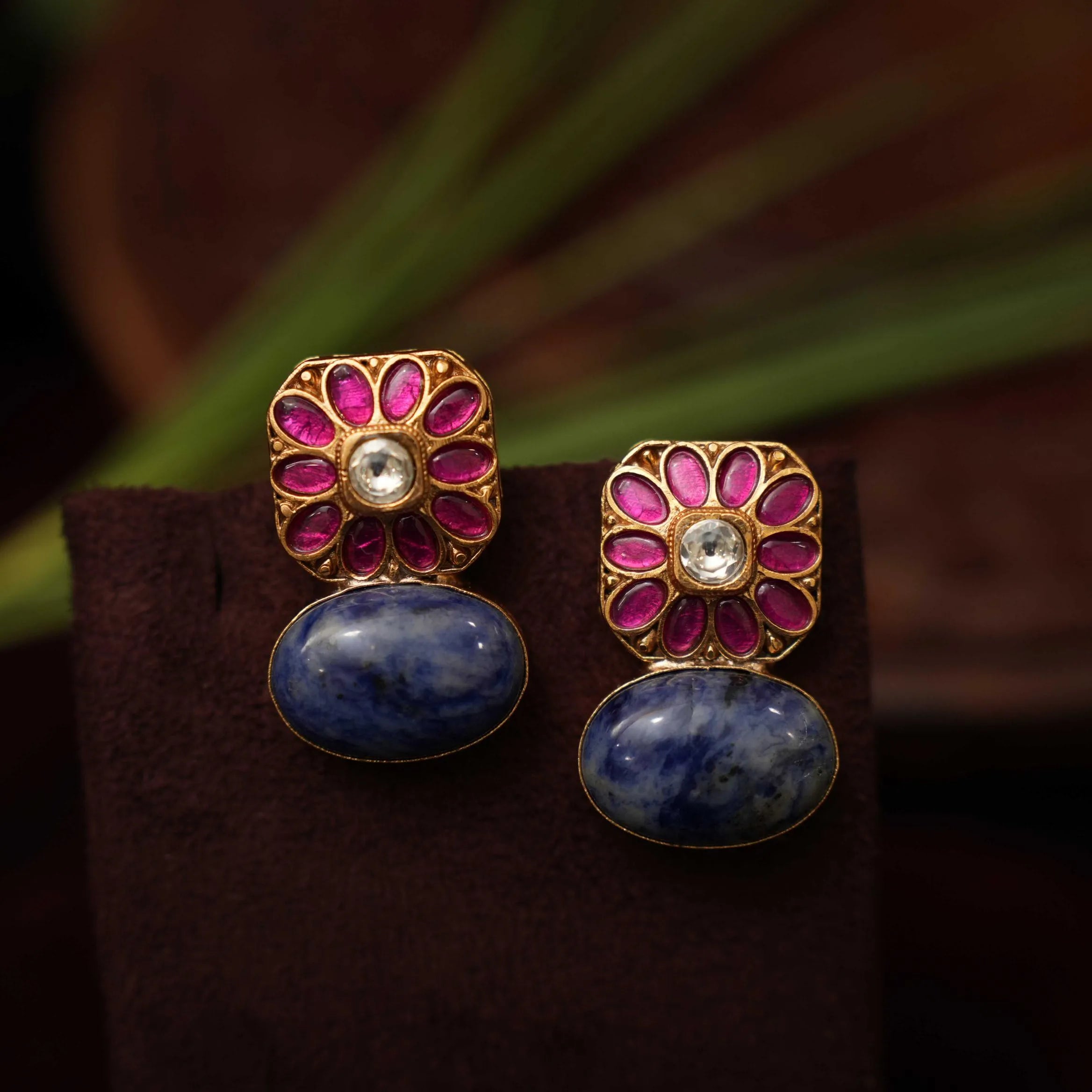 Citra Polki Ear Stud - Blue