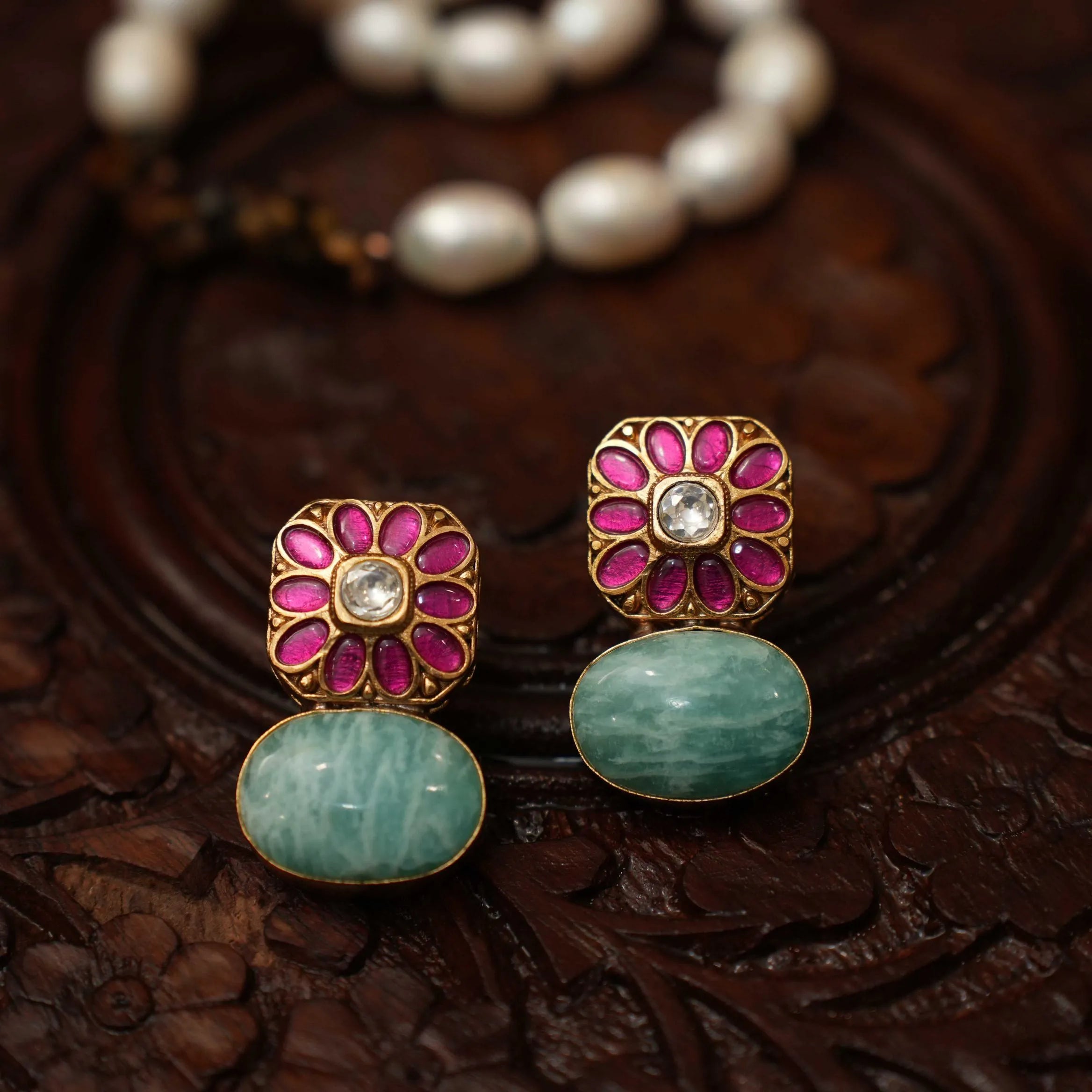 Citra Polki Ear Stud - Turquoise