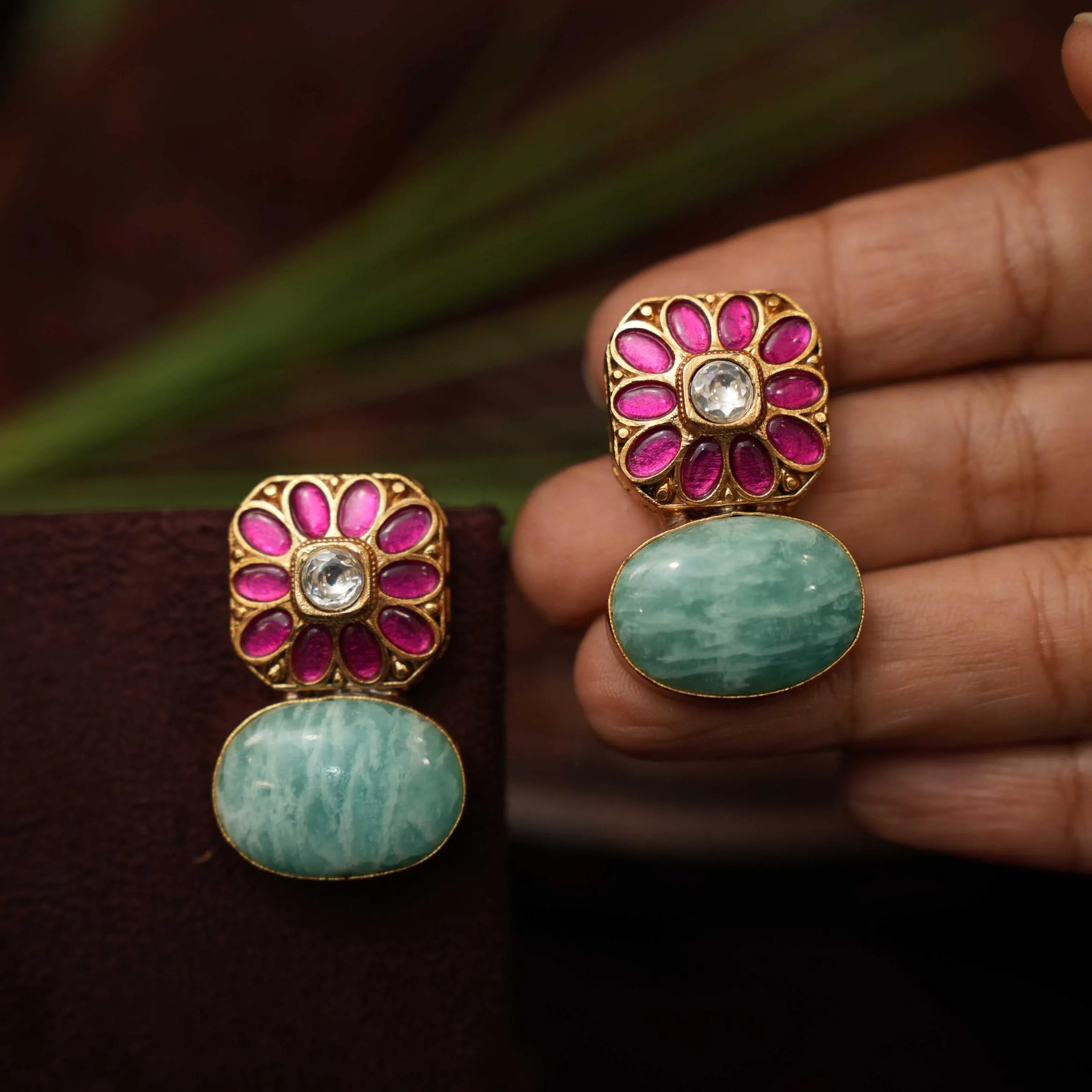 Citra Polki Ear Stud - Turquoise