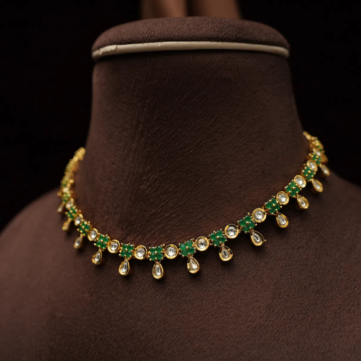 Clara Polki Necklace - Green & White