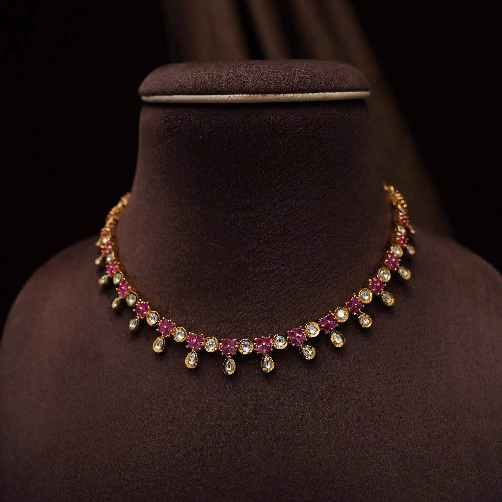Clara Polki Necklace - Red & White