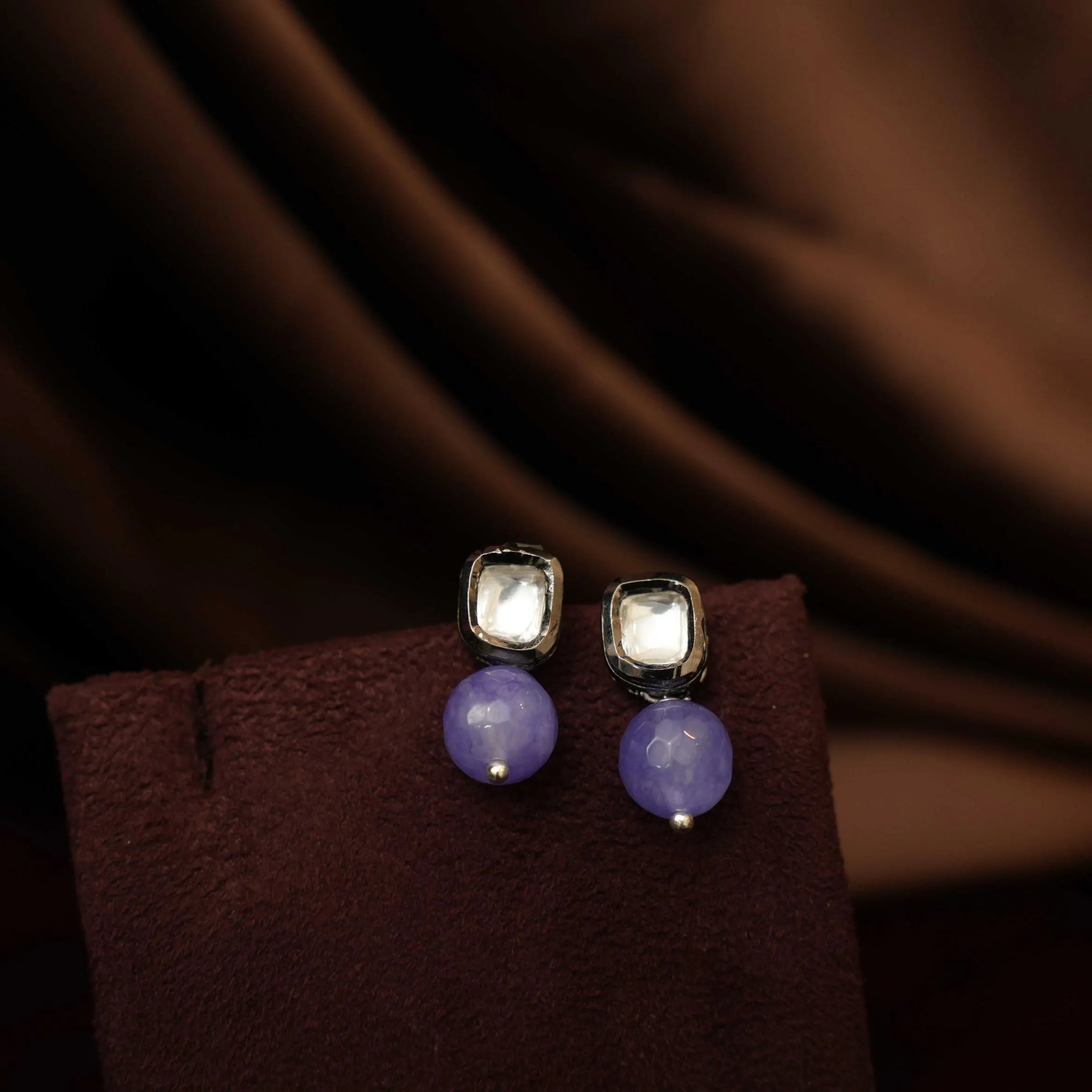 Jiva Classic Kundan Earrings - Lilac