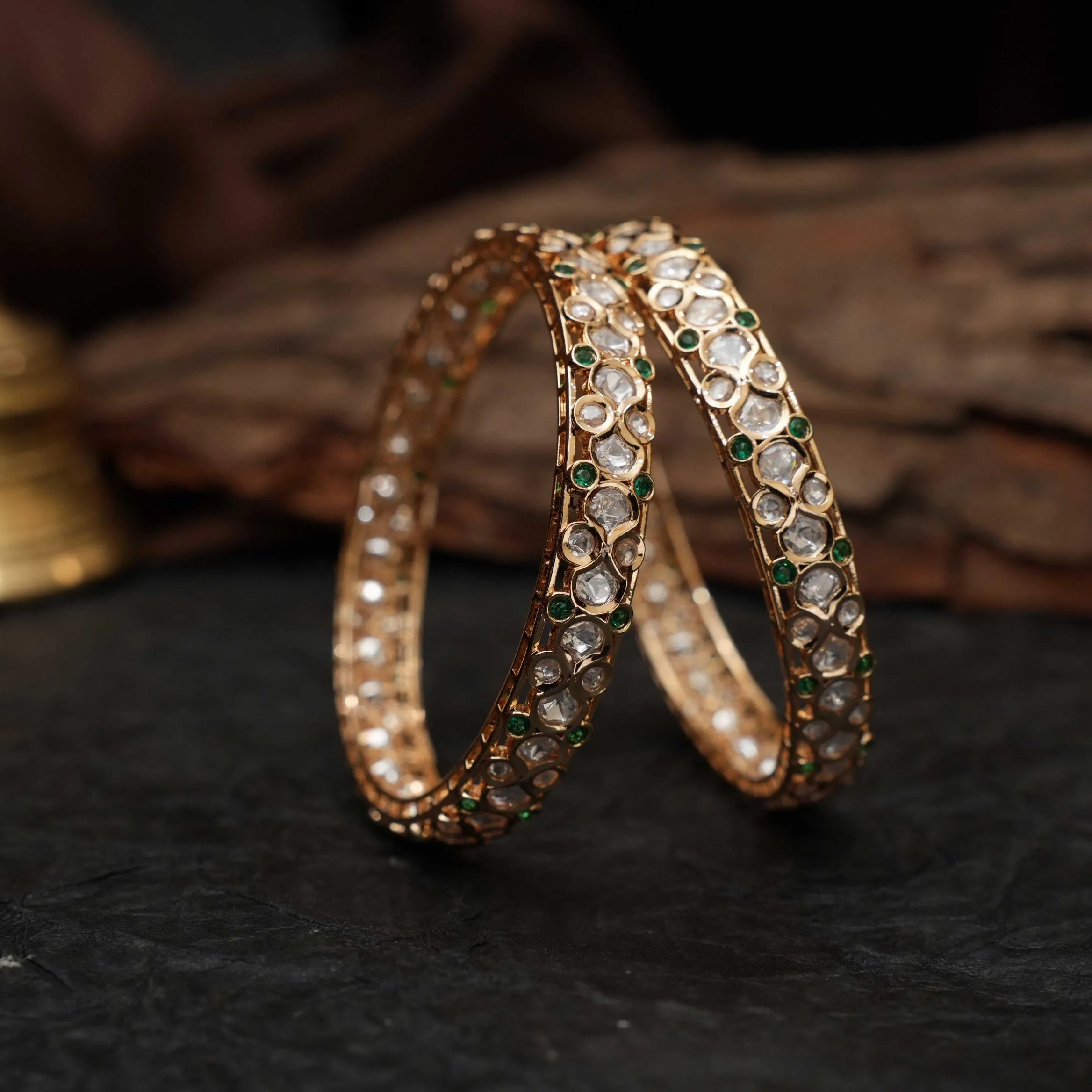 Daisy Polki Bangles - Green