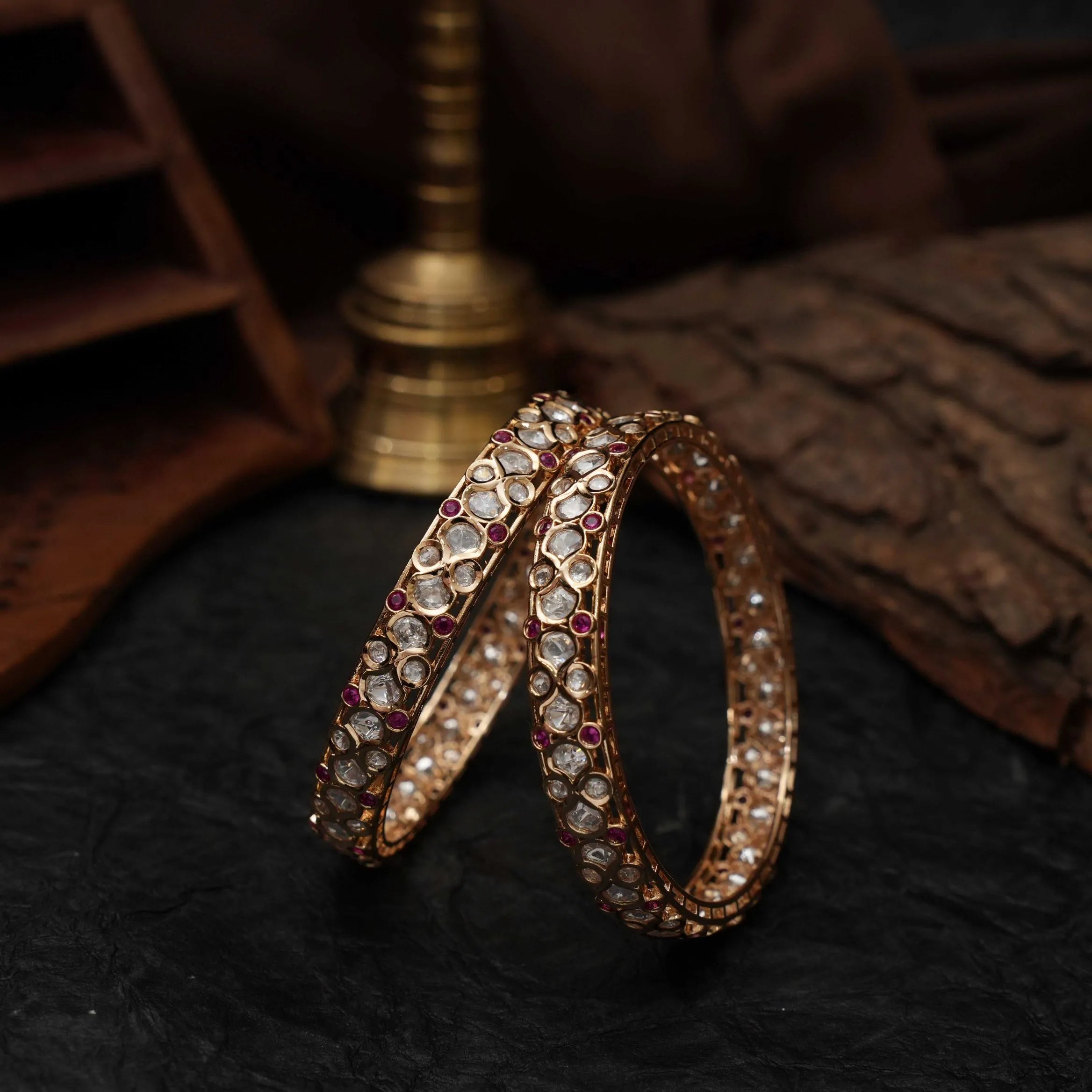 Daisy Polki Bangles - Red