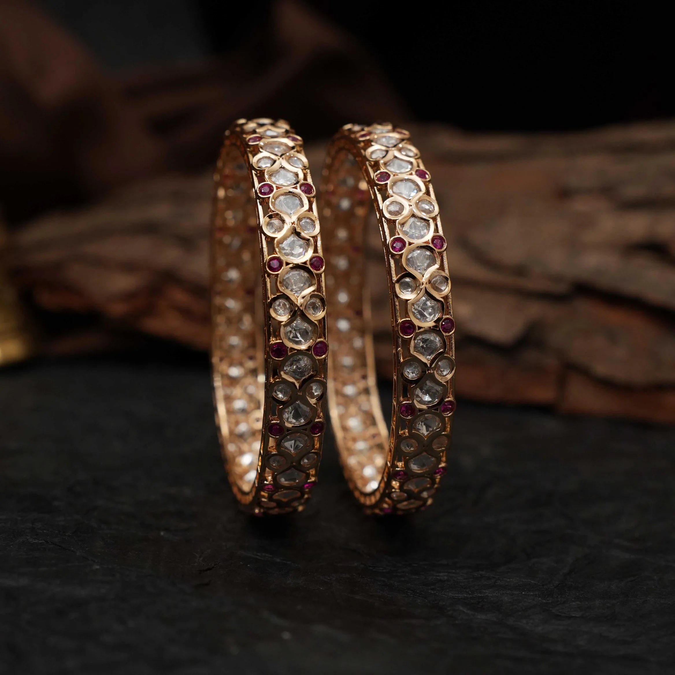 Daisy Polki Bangles - Red