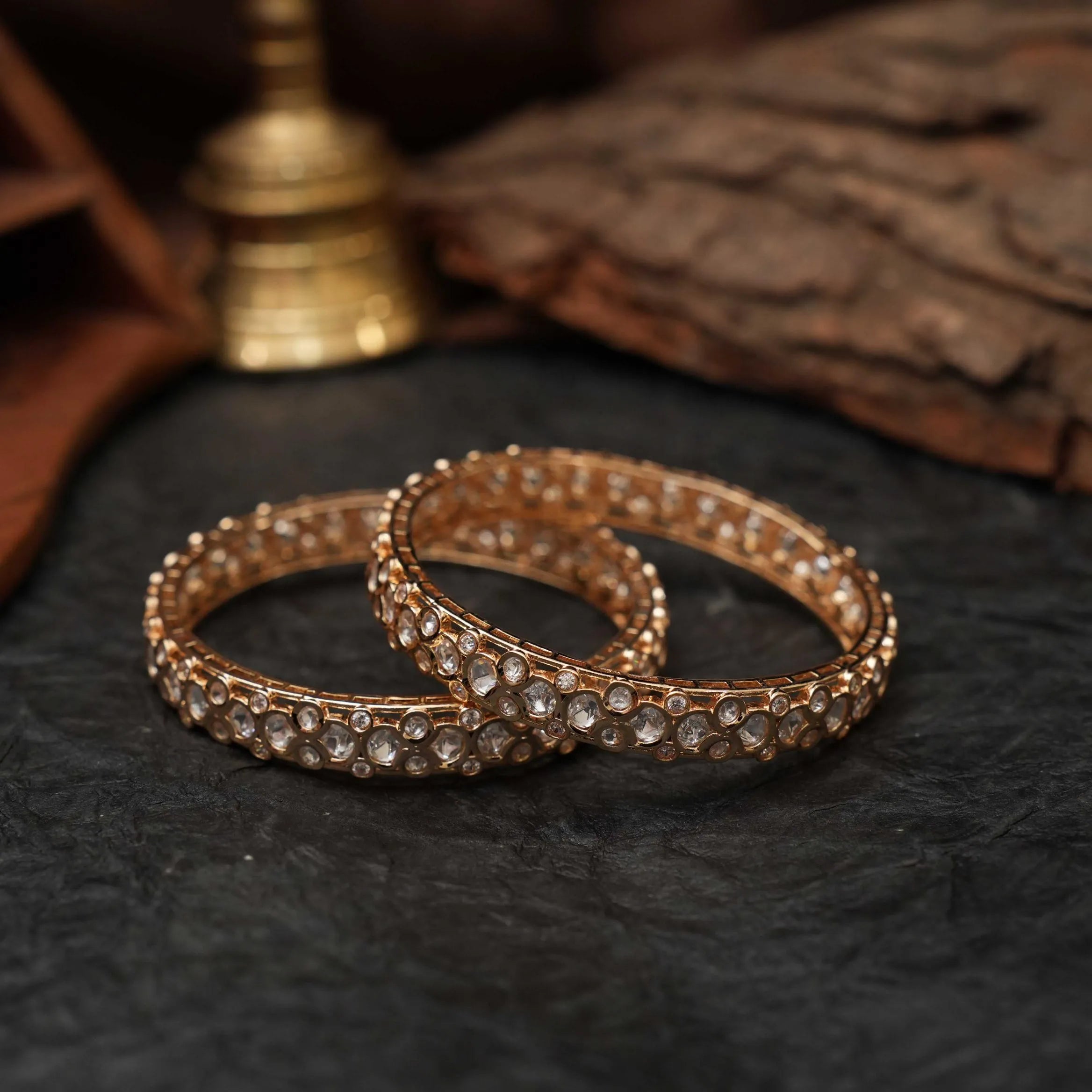 Daisy Polki Bangles - White