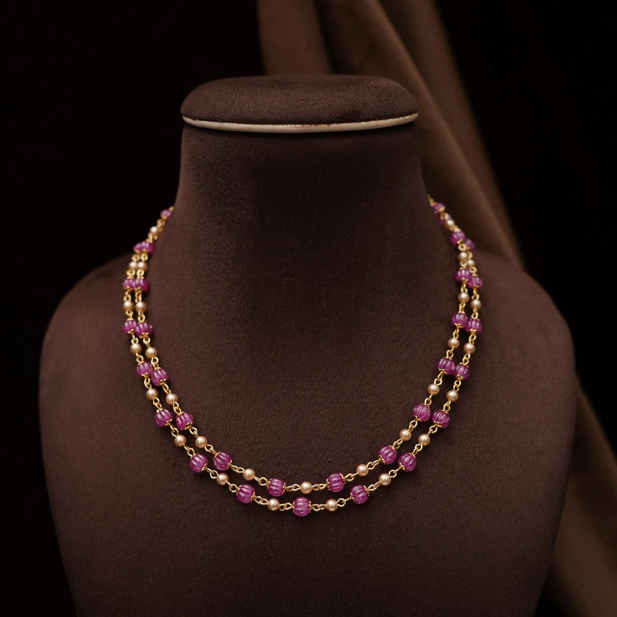 Damni Beaded Necklace - Bright Pink