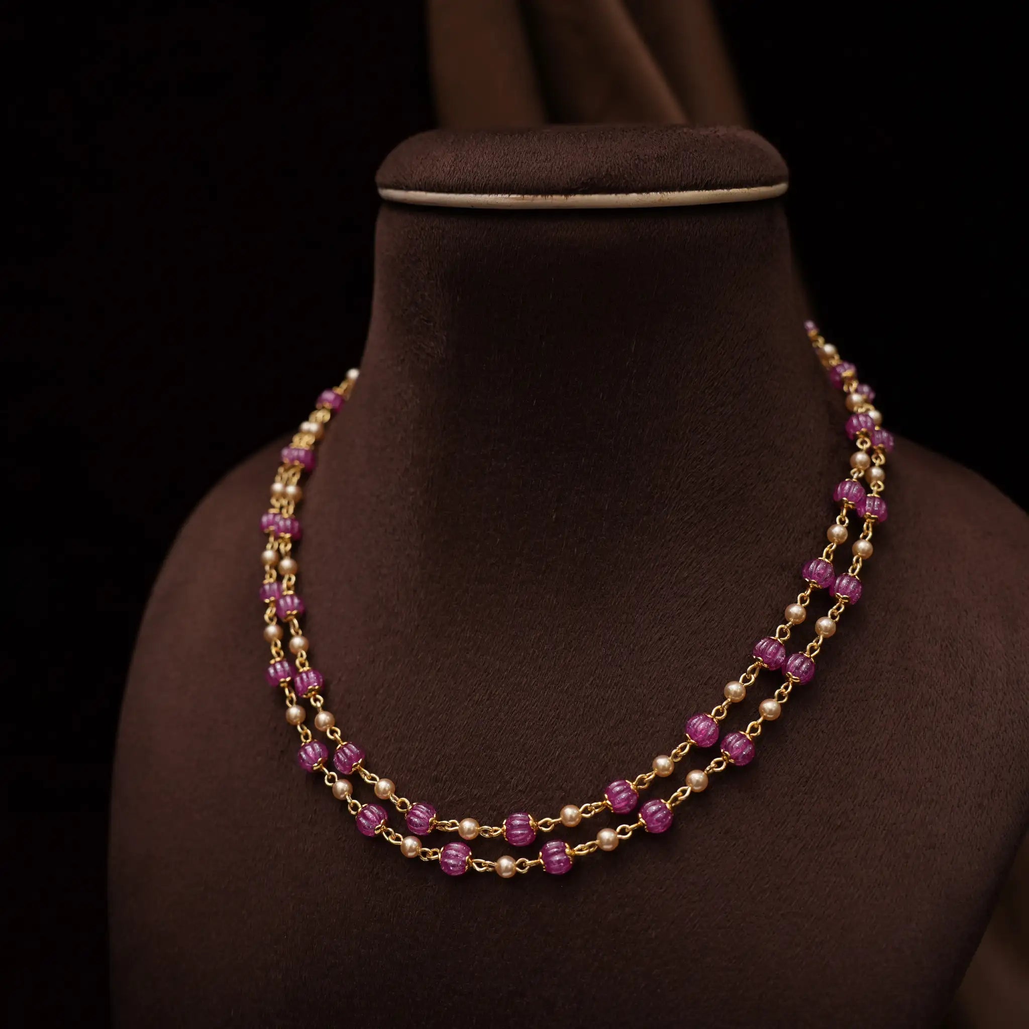 Damni Beaded Necklace - Bright Pink