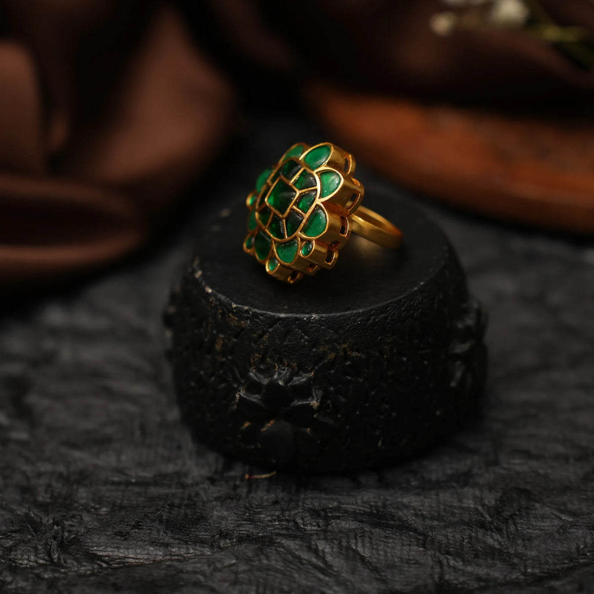 Damyanti Polki Ring - Green