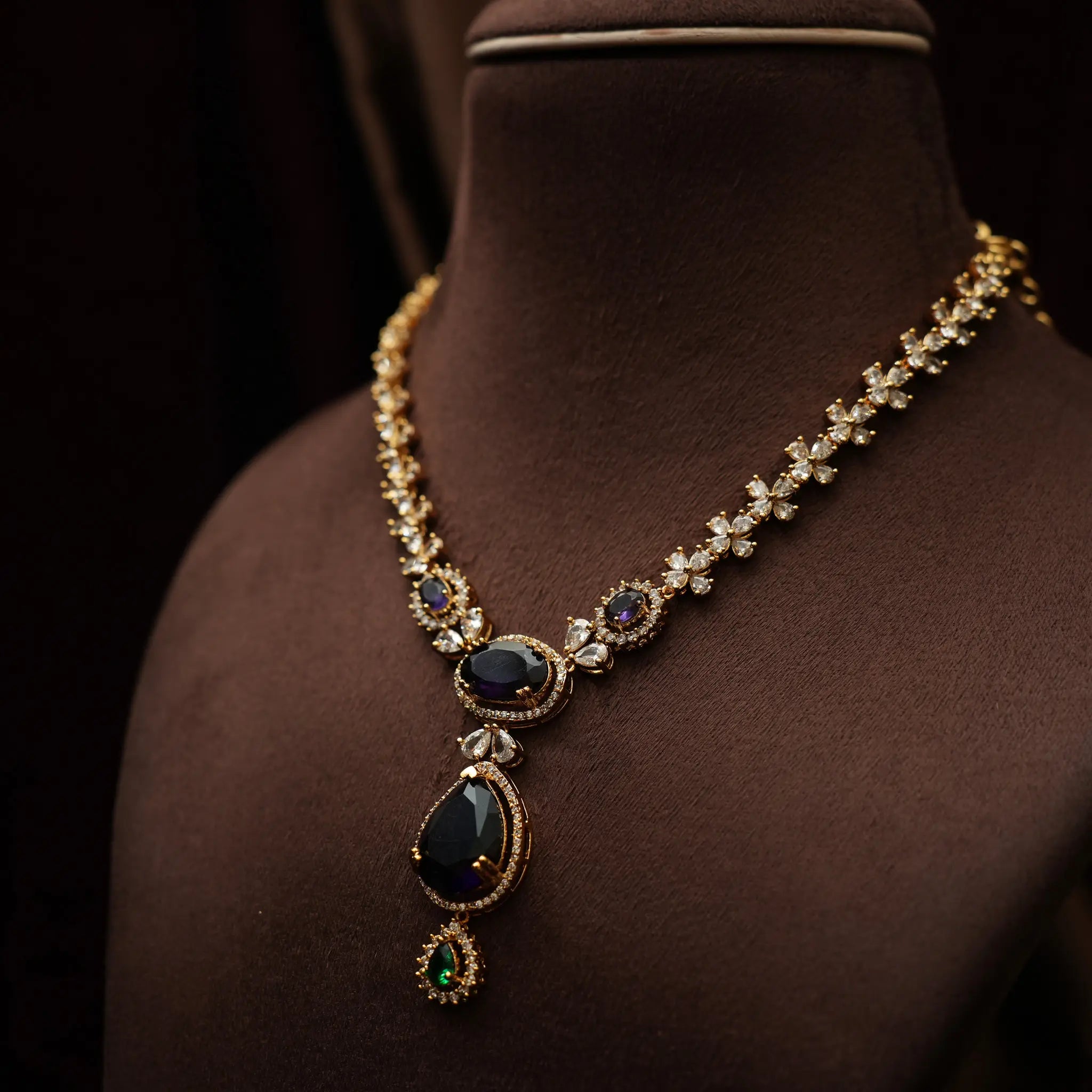 Darcie Zircon Necklace - Blue & Green