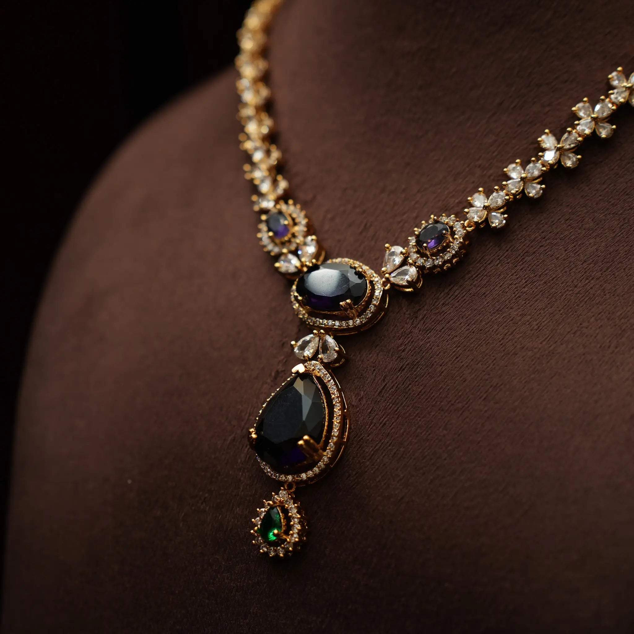 Darcie Zircon Necklace - Blue & Green