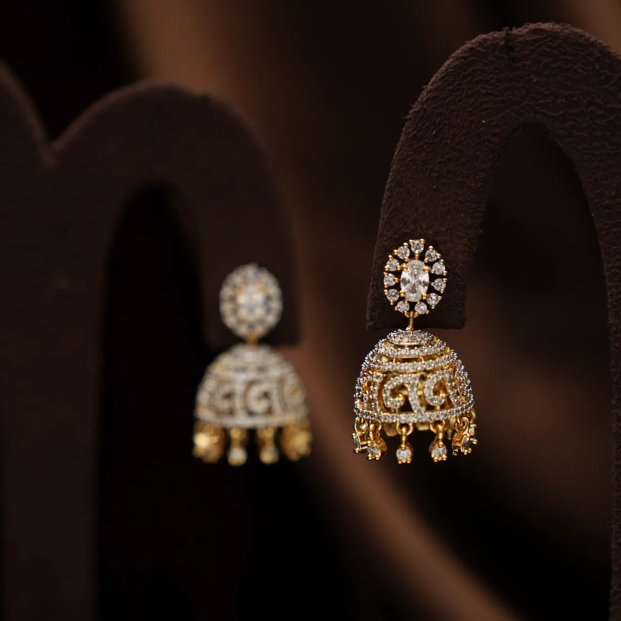 Darcy Zircon Jhumka Earrings - White