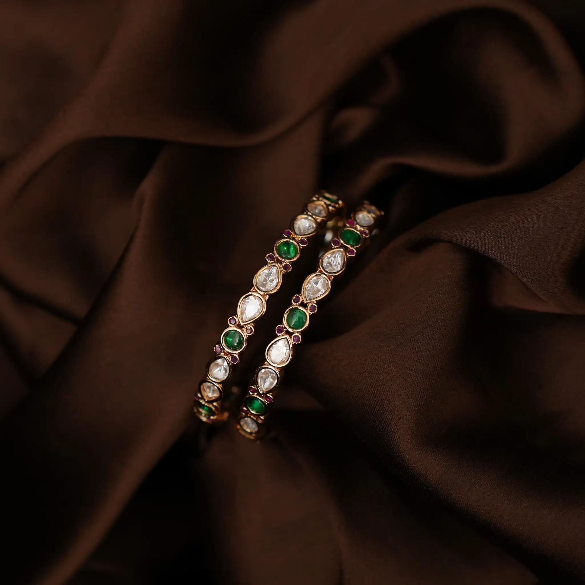 Darsya Polki Bangles - Green